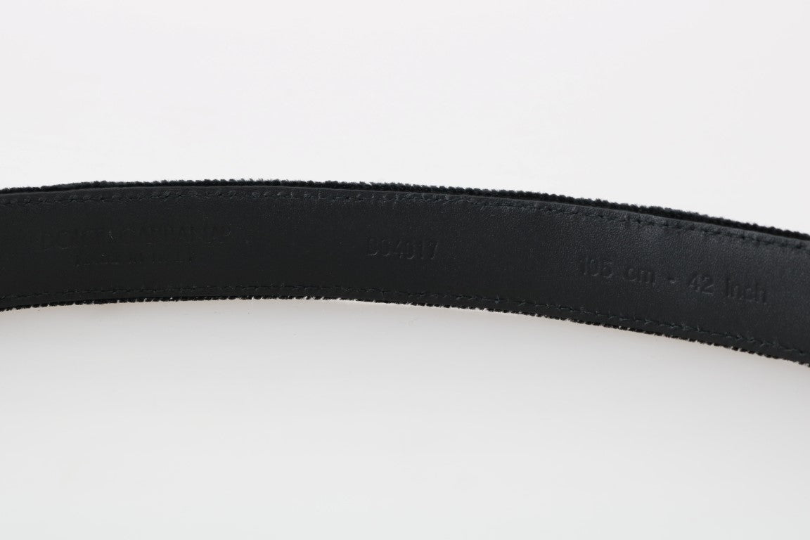 Cintura da uomo Dolce & Gabbana elegante in cotone e pelle nera