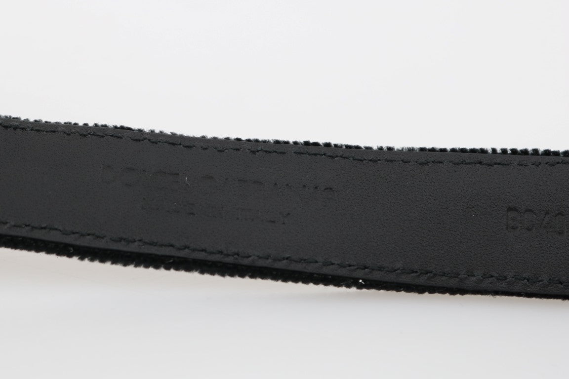 Cintura da uomo Dolce & Gabbana elegante in cotone e pelle nera