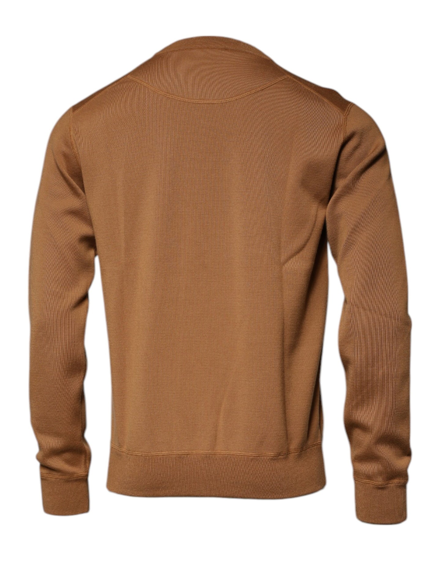 Maglione girocollo con placca logo marrone Dolce & Gabbana