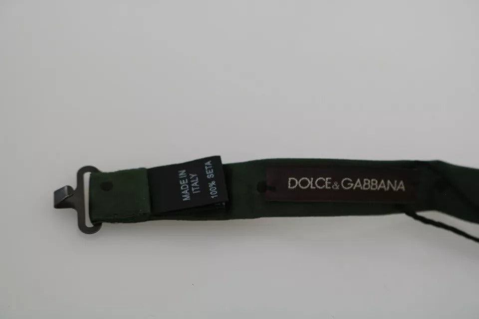 Dolce & Gabbana – Verstellbare Fliege aus grün gepunkteter Seide