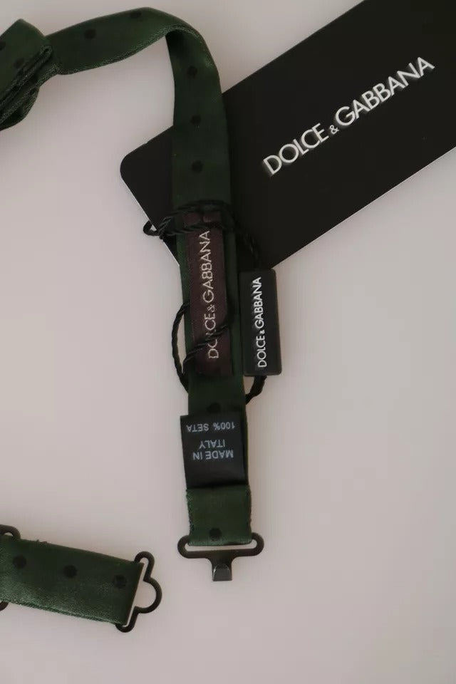 Dolce & Gabbana Grüne Seidenkrawatte mit Punkten für Herren