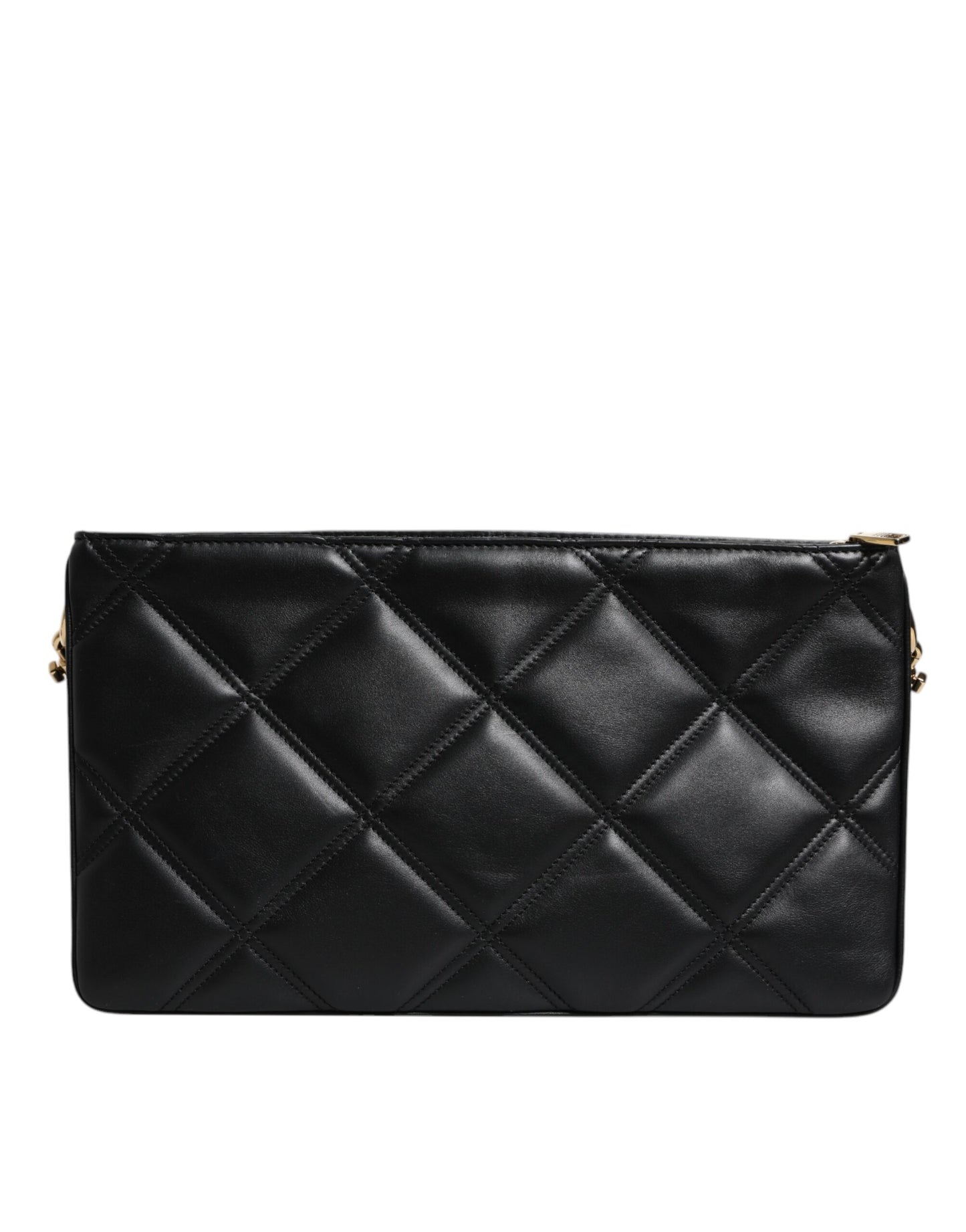 Borsa a tracolla Dolce & Gabbana in pelle nera con logo decorato con cristalli