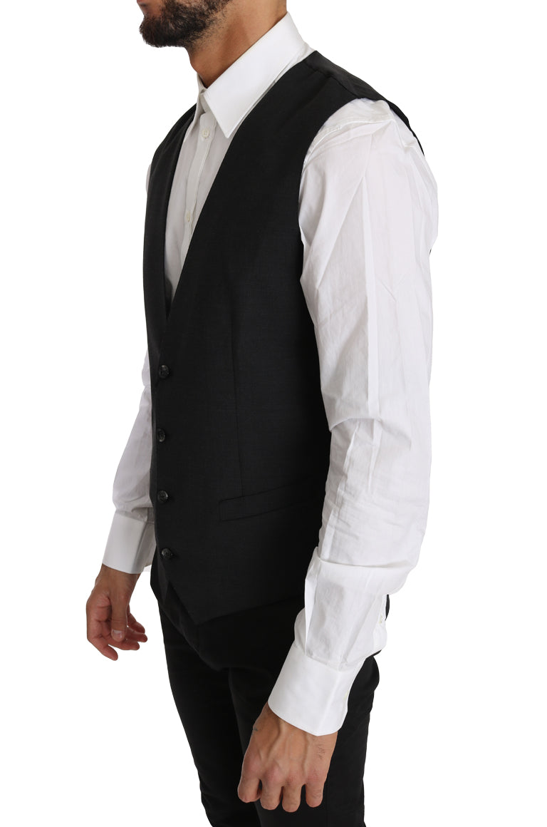 Dolce & Gabbana Elegante schmal geschnittene graue Wollweste