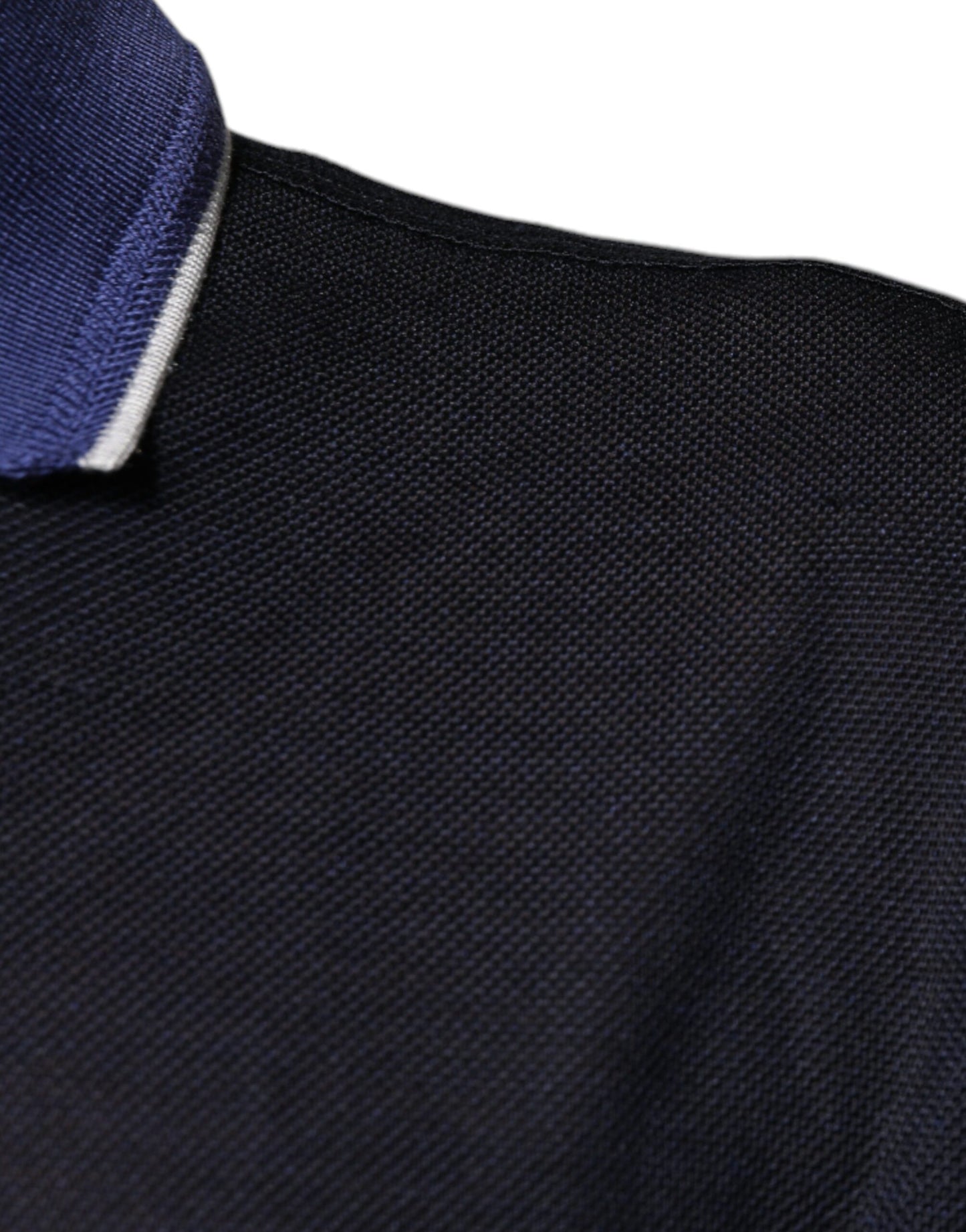 Dolce & Gabbana – Blaues Polo-T-Shirt aus Seide mit Kragen und kurzen Ärmeln
