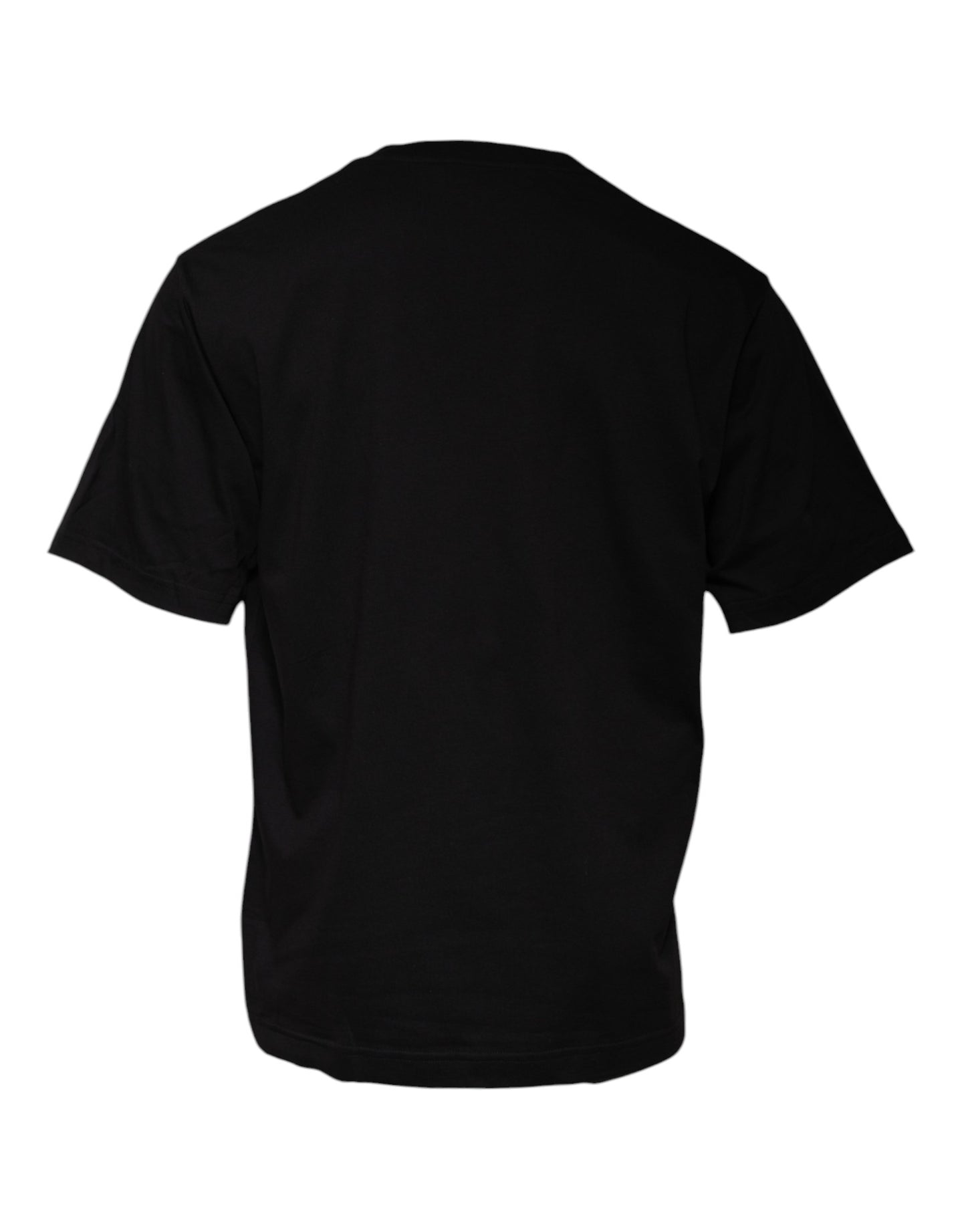 Dolce & Gabbana – Schwarzes T-Shirt aus Baumwolle mit Logo-Print und Rundhalsausschnitt
