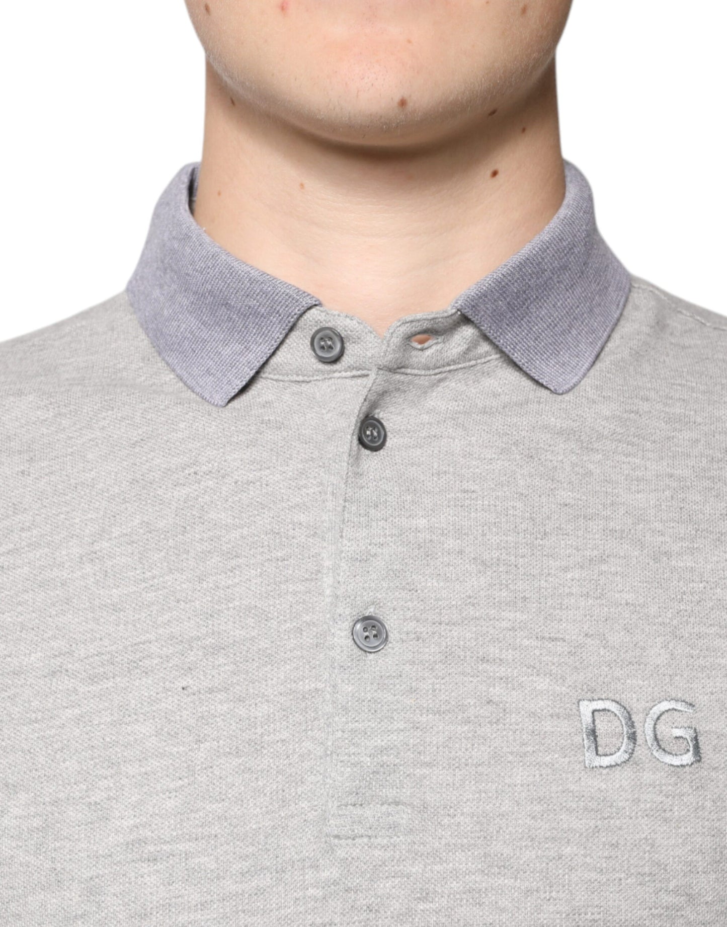 Dolce & Gabbana – Graues Poloshirt mit kurzen Ärmeln und Kragen für Herren