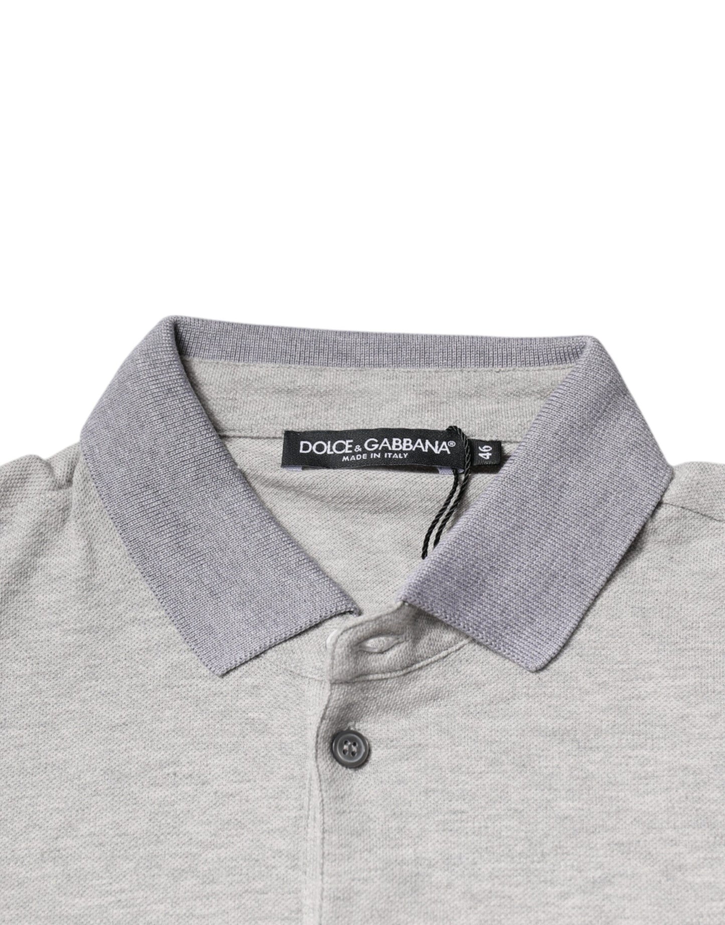 Dolce & Gabbana – Graues Poloshirt mit kurzen Ärmeln und Kragen für Herren