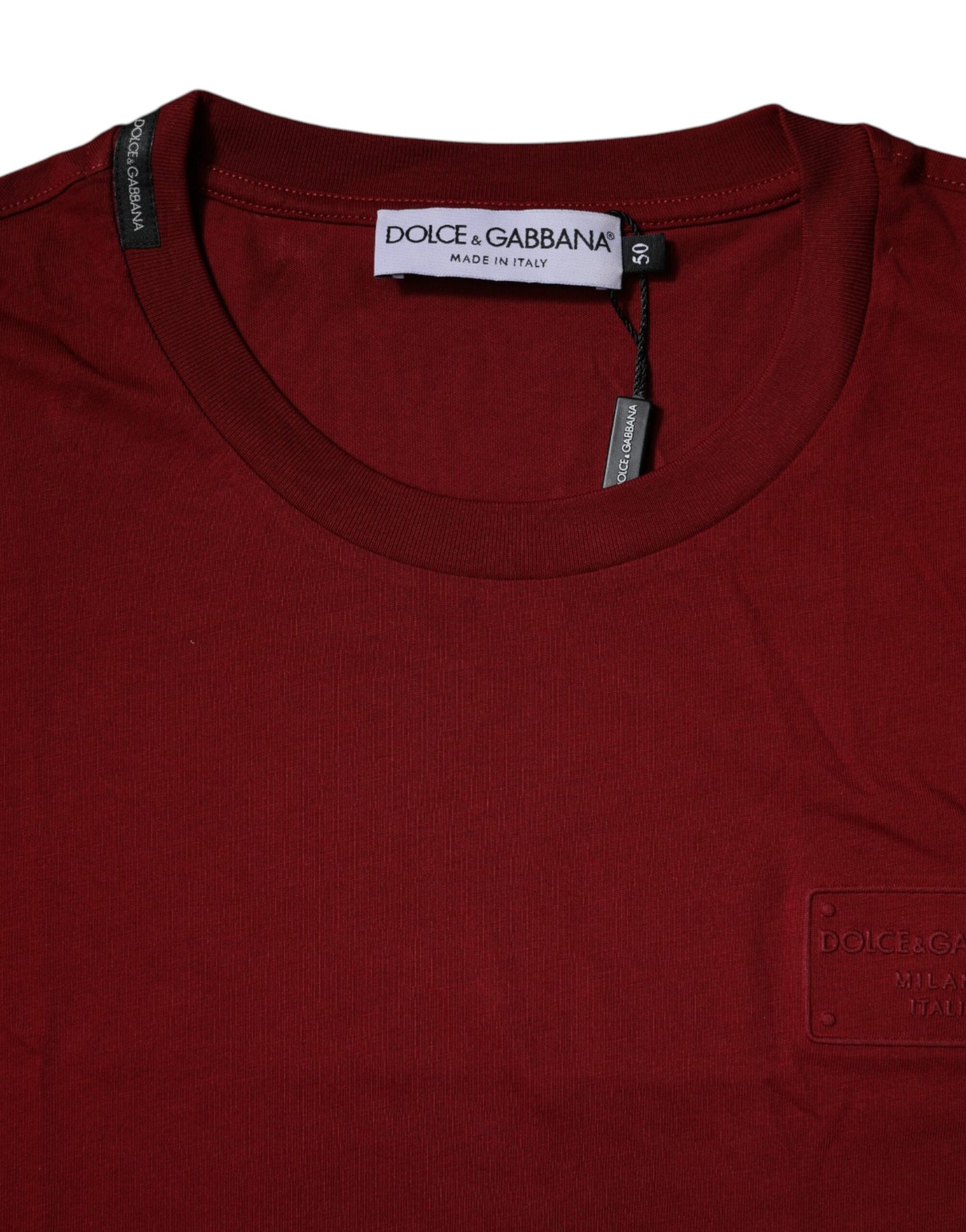 Dolce & Gabbana – Kastanienbraunes T-Shirt mit Rundhalsausschnitt und kurzen Ärmeln