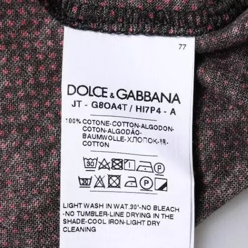 Dolce & Gabbana Rotes Kurzarm-T-Shirt aus Baumwolle mit Leopardenmuster