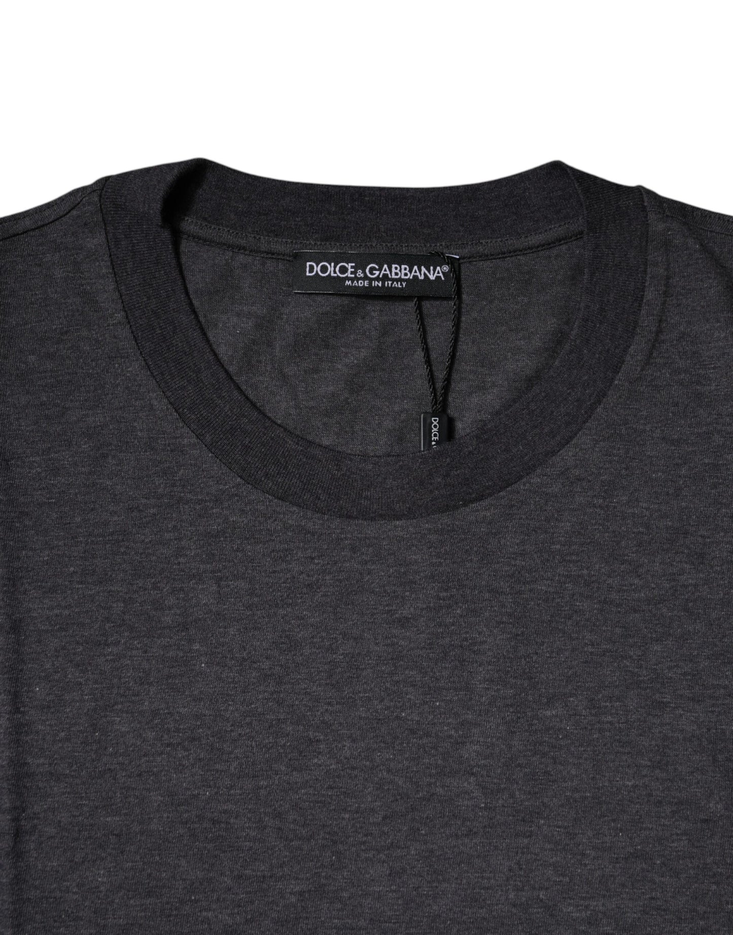 Dolce & Gabbana – Dunkelgraues T-Shirt mit Rundhalsausschnitt und kurzen Ärmeln