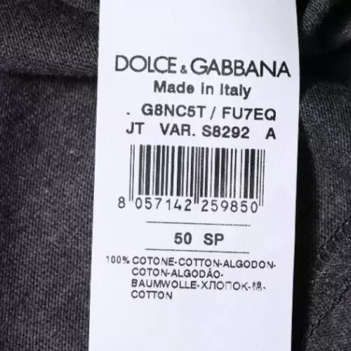 Dolce & Gabbana – Dunkelgraues T-Shirt mit Rundhalsausschnitt und kurzen Ärmeln
