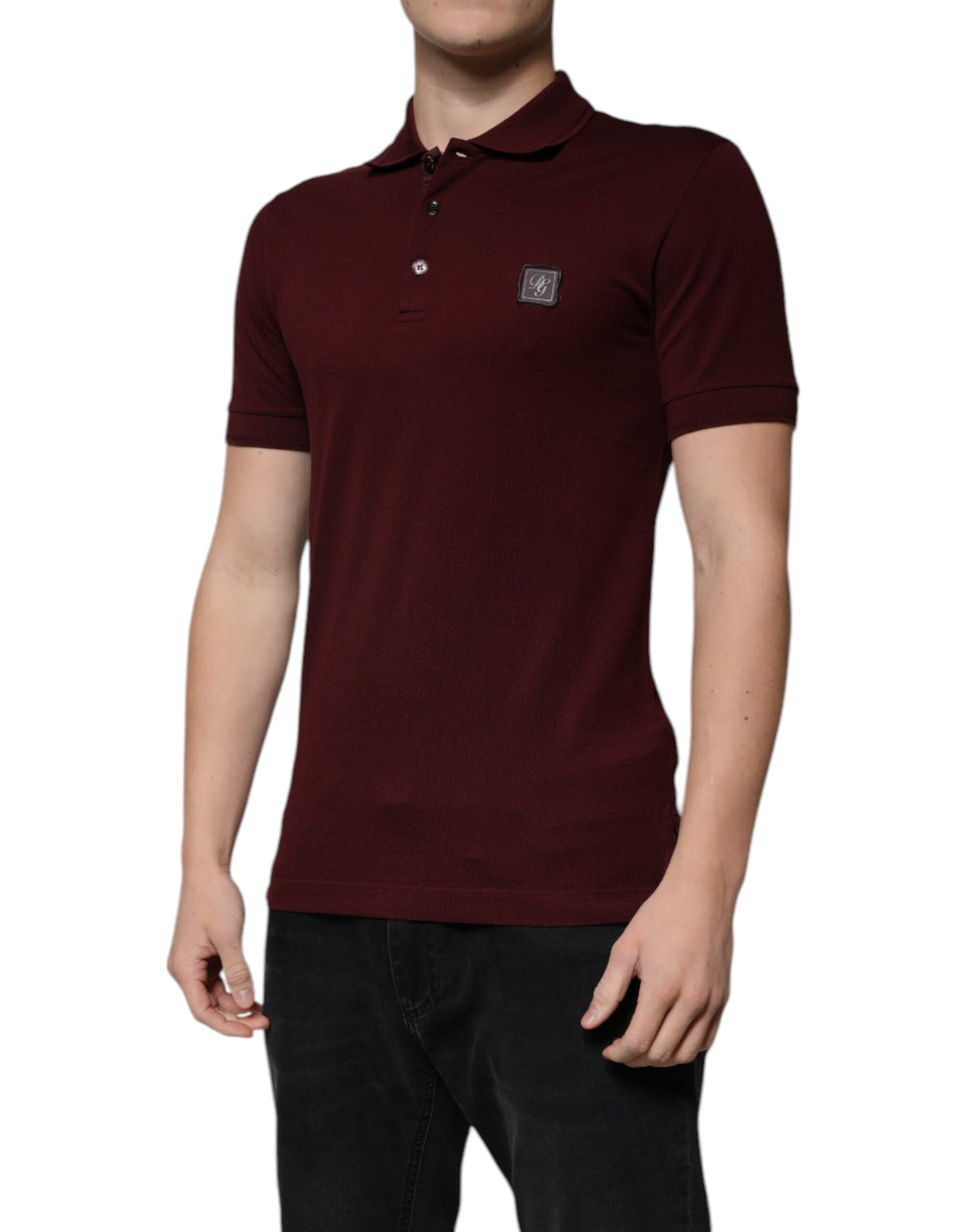 Dolce & Gabbana – Kastanienbraunes Poloshirt mit Kragen und kurzen Ärmeln