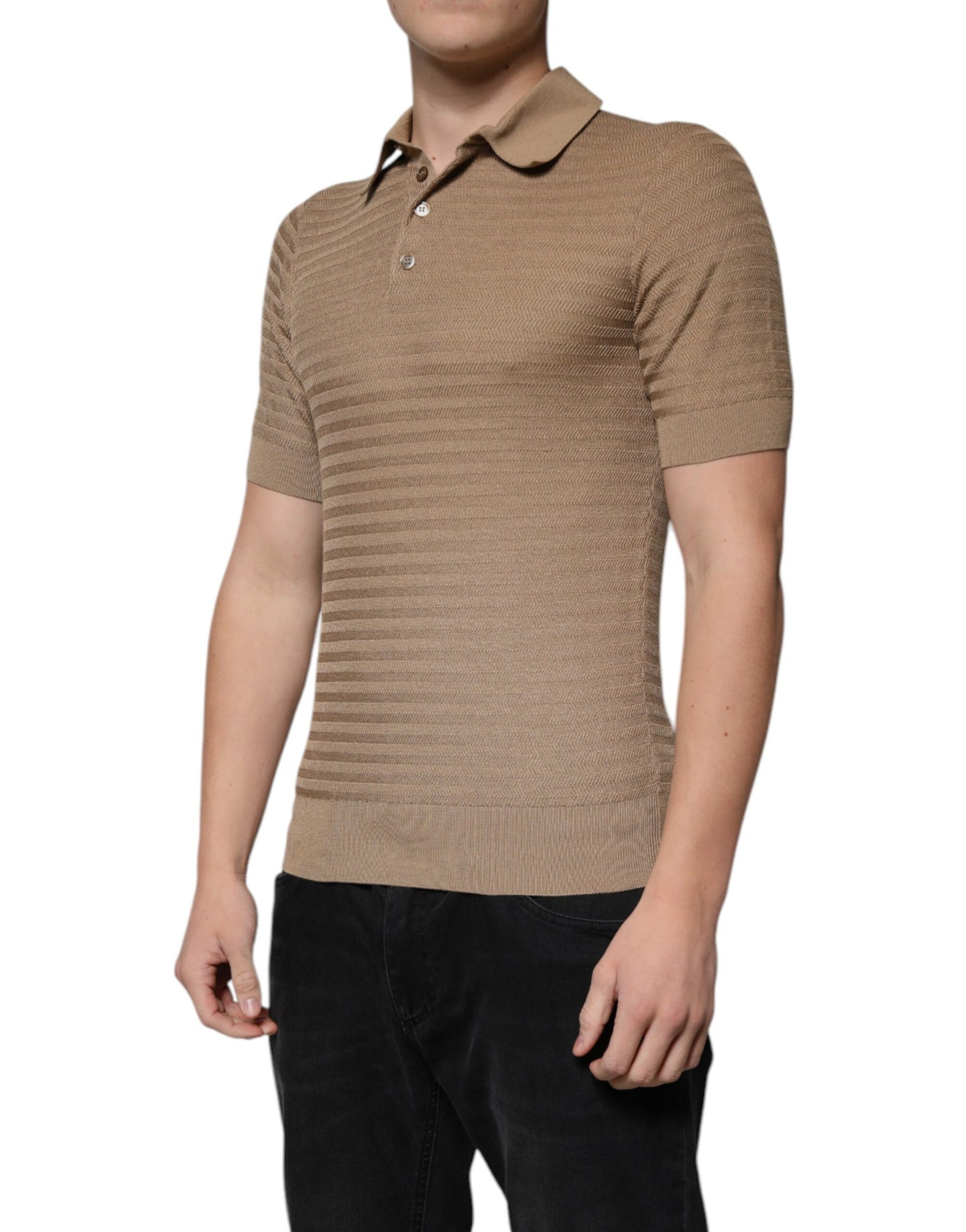 Dolce & Gabbana – Braunes Poloshirt mit Kragen und kurzen Ärmeln