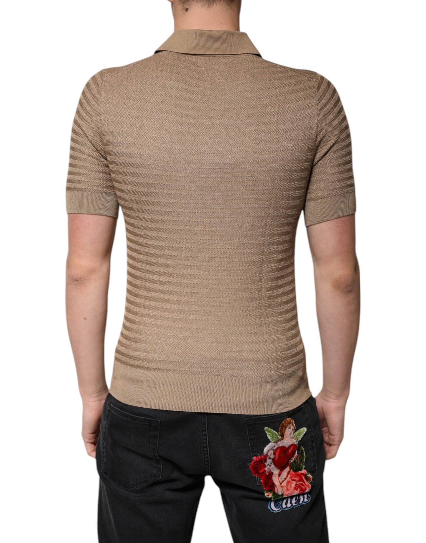 Dolce & Gabbana – Braunes Poloshirt mit Kragen und kurzen Ärmeln