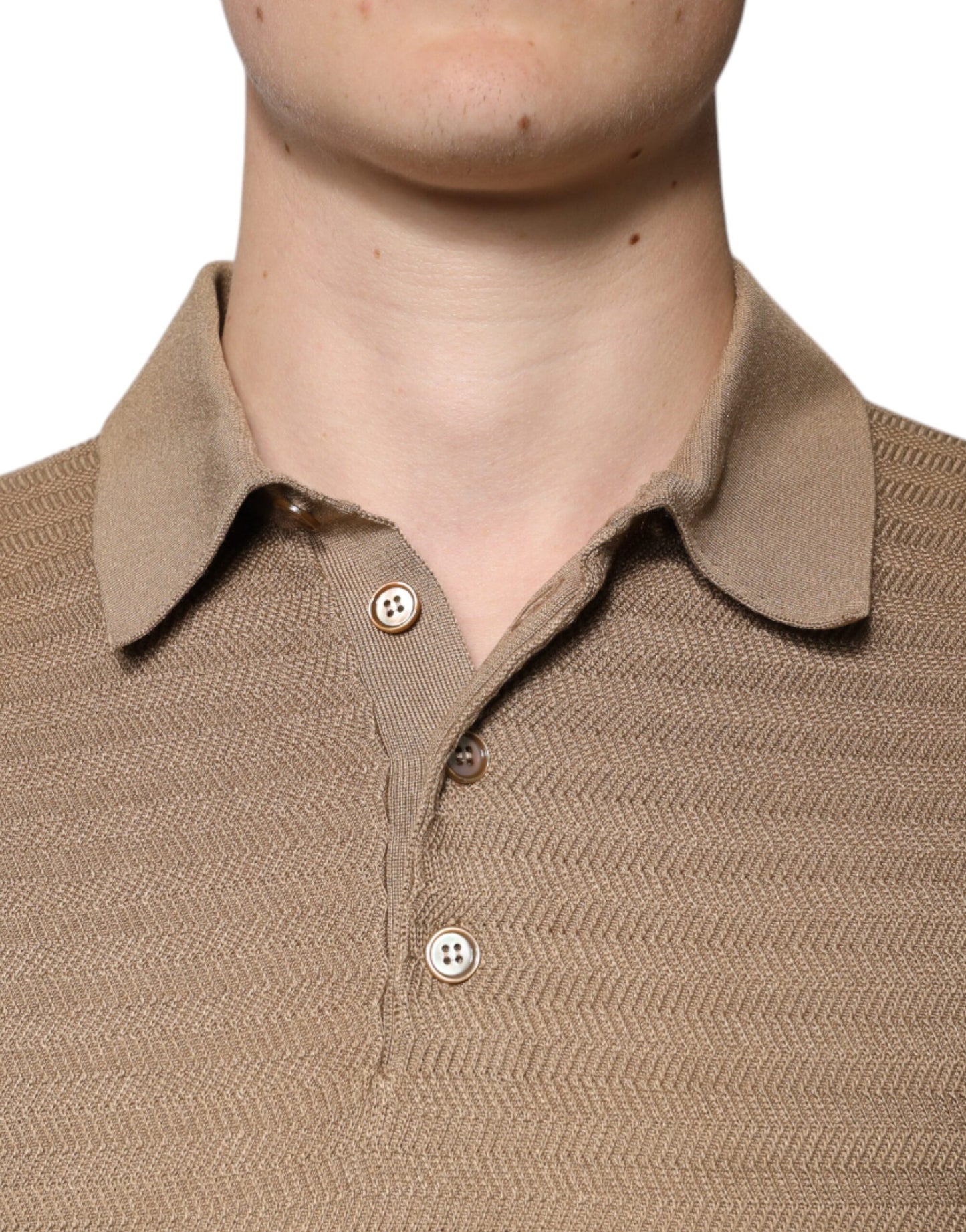 Dolce & Gabbana – Braunes Poloshirt mit Kragen und kurzen Ärmeln