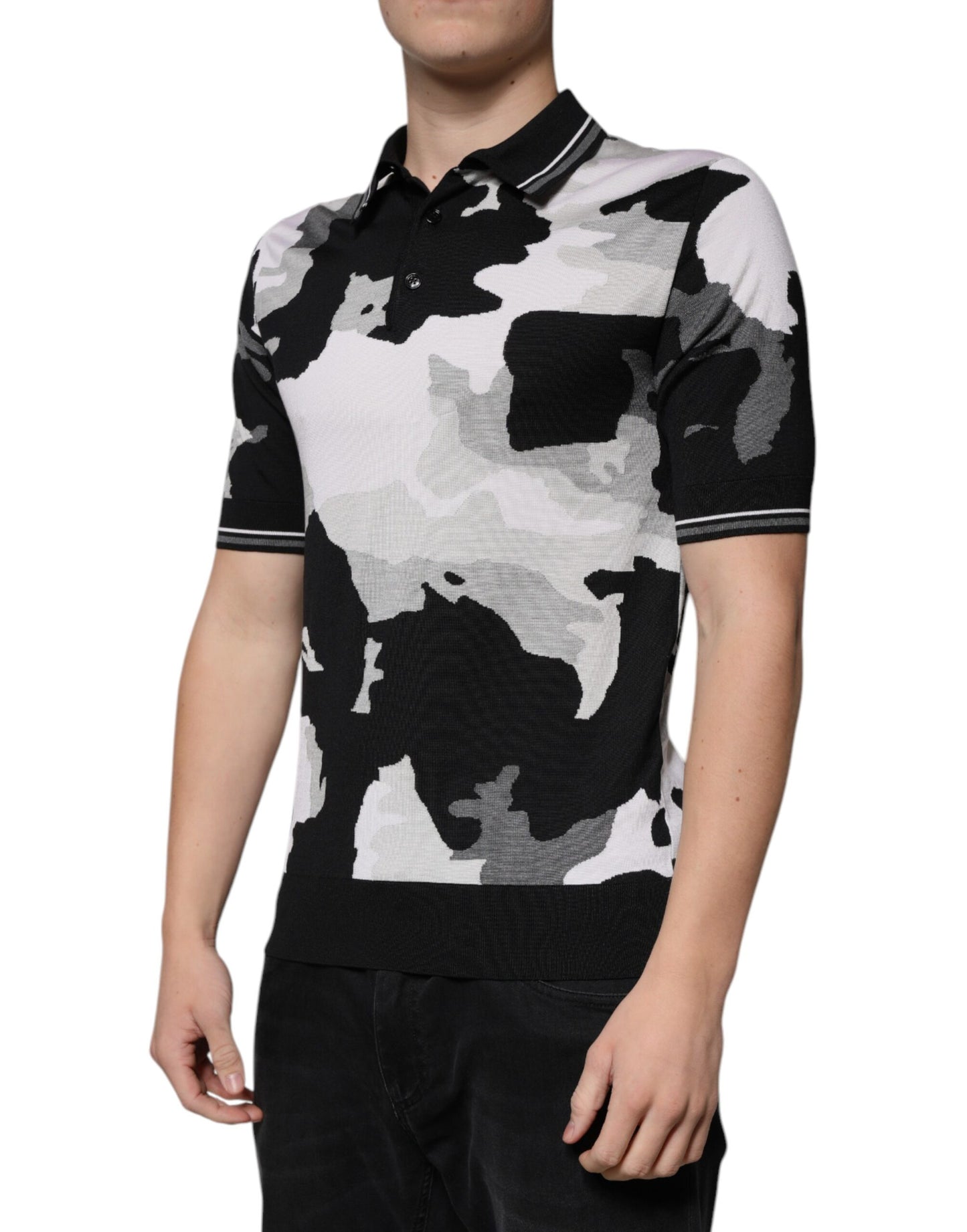 Dolce & Gabbana – Mehrfarbiges Poloshirt mit Camouflage-Kragen
