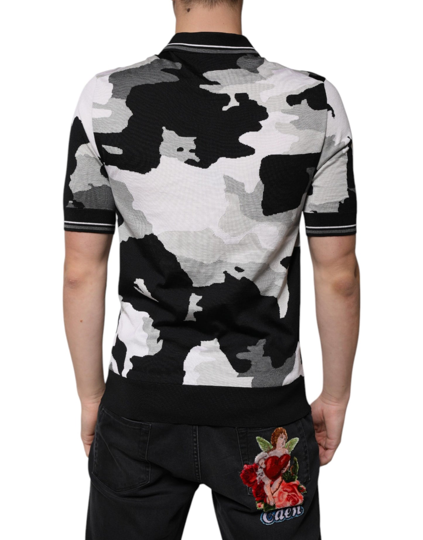 Dolce & Gabbana – Mehrfarbiges Poloshirt mit Camouflage-Kragen