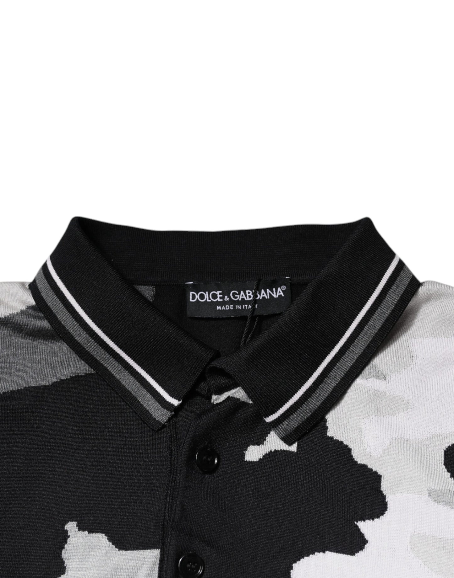 Dolce & Gabbana – Mehrfarbiges Poloshirt mit Camouflage-Kragen