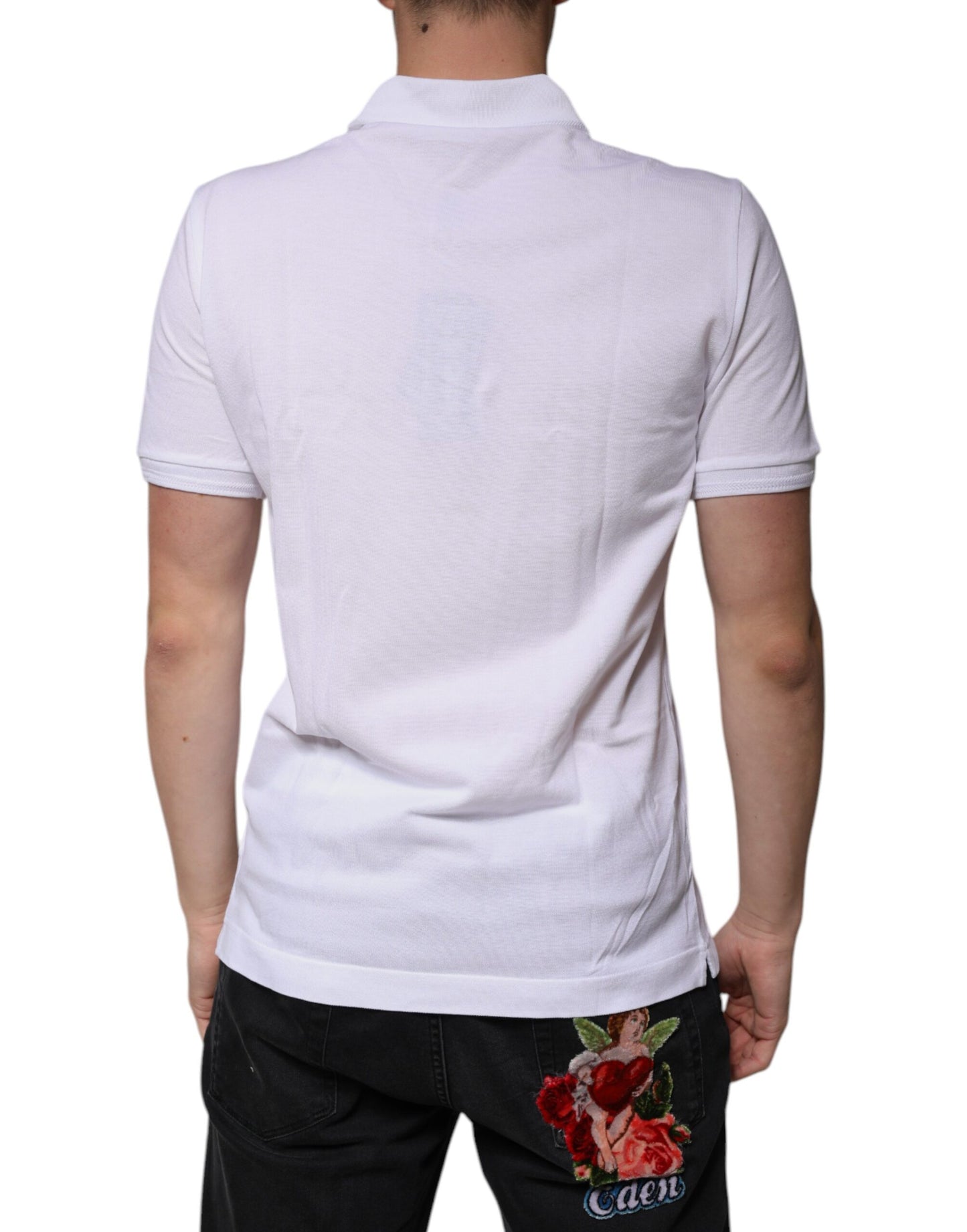 Dolce & Gabbana – Weißes Poloshirt mit Kragen und kurzen Ärmeln