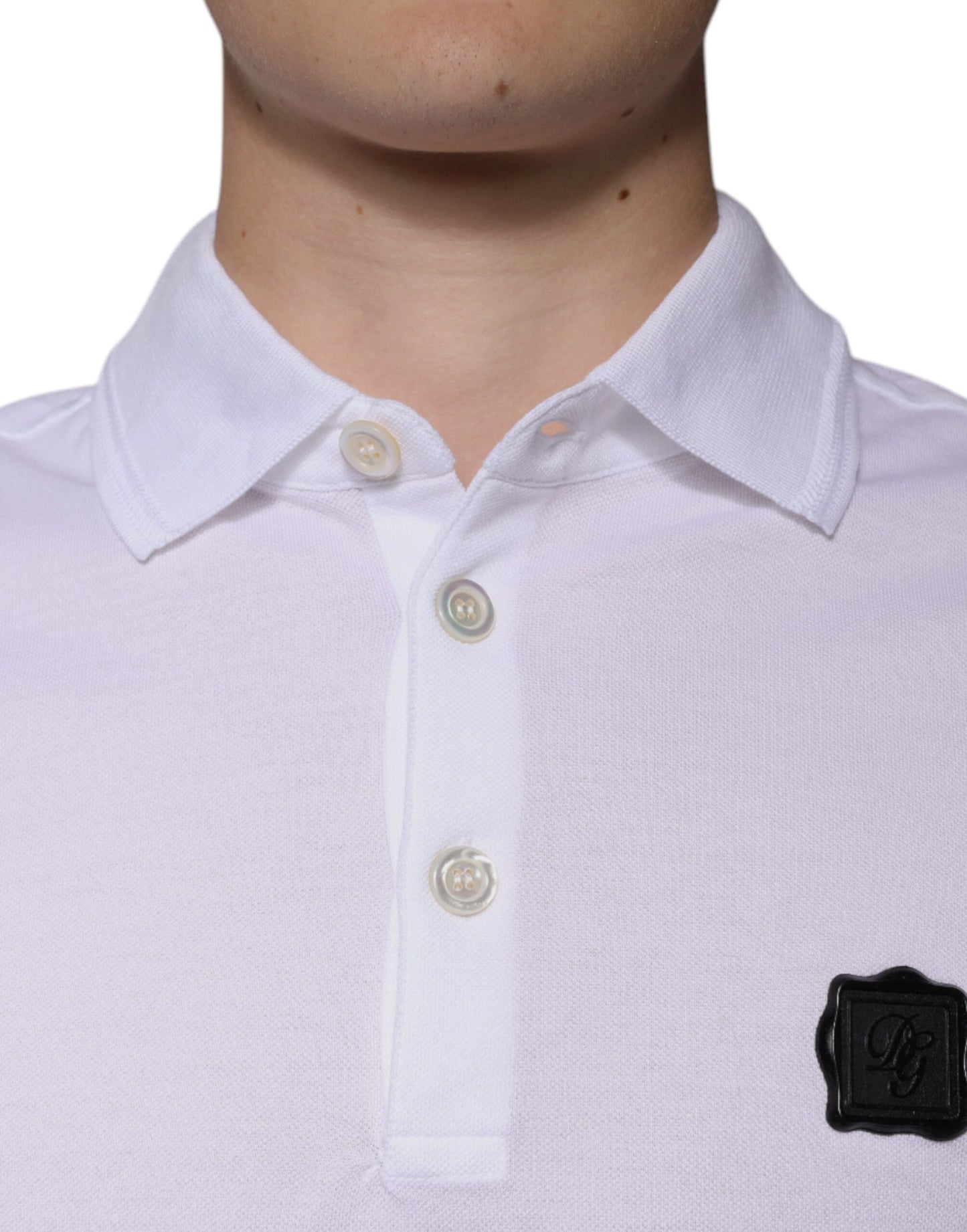 Dolce & Gabbana – Weißes Poloshirt mit Kragen und kurzen Ärmeln