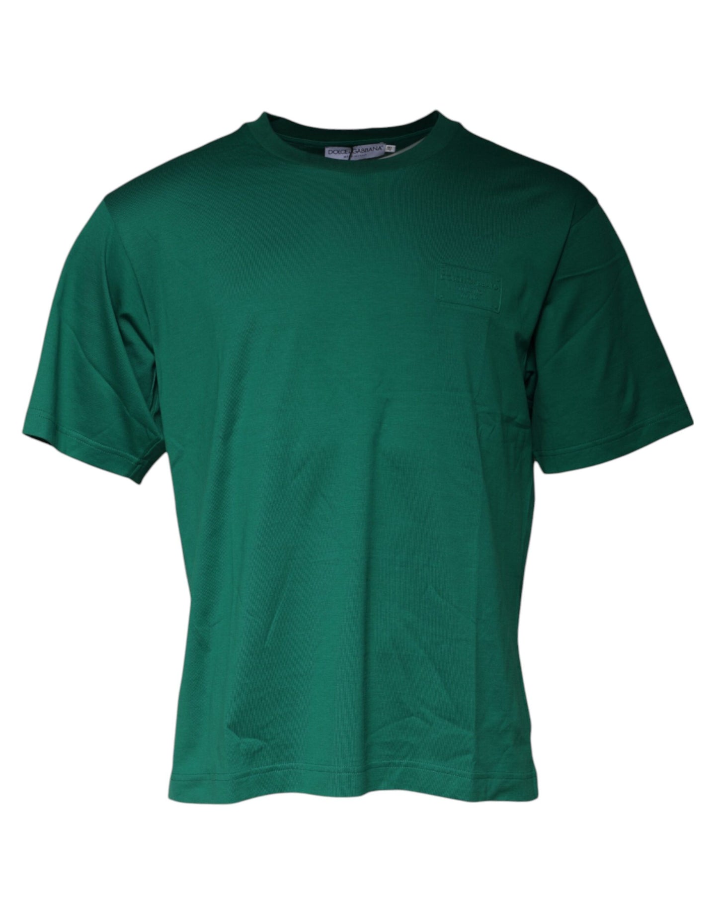 Dolce & Gabbana – Grünes T-Shirt mit Rundhalsausschnitt und kurzen Ärmeln und Logo