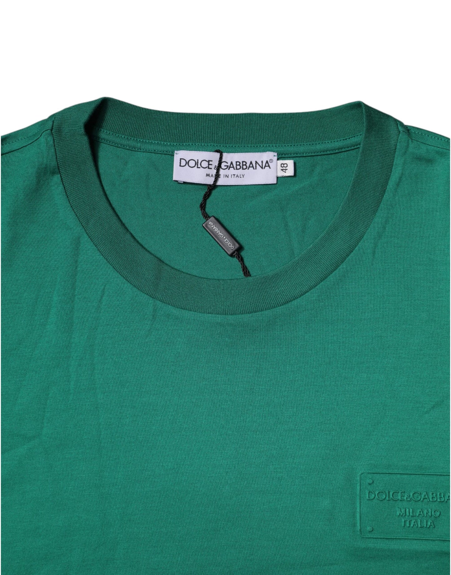 Dolce & Gabbana – Grünes T-Shirt mit Rundhalsausschnitt und kurzen Ärmeln und Logo