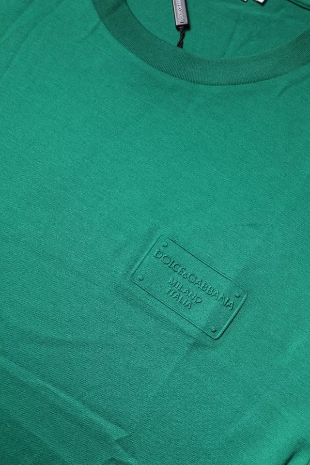 Dolce & Gabbana – Grünes T-Shirt mit Rundhalsausschnitt und kurzen Ärmeln und Logo