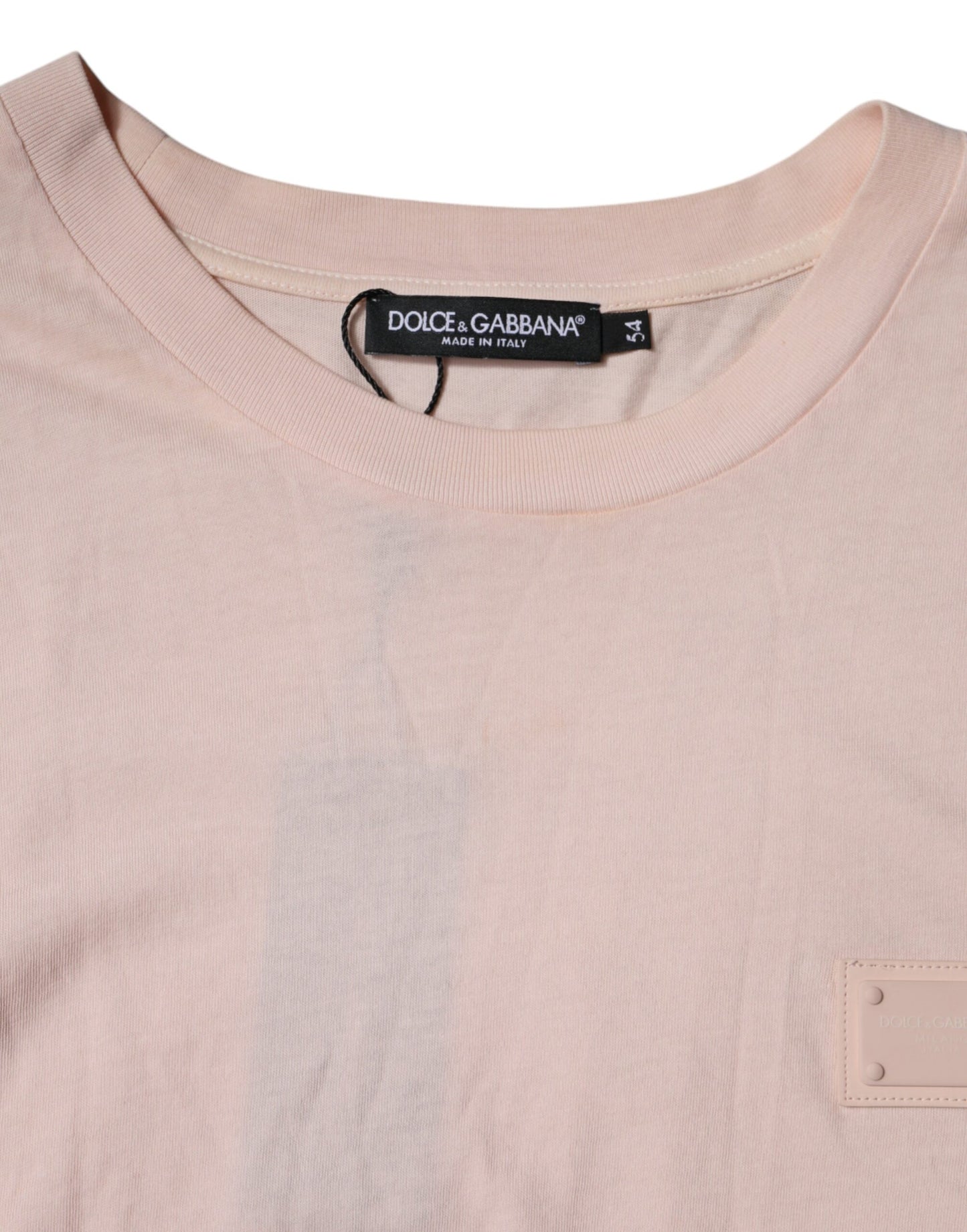 Dolce & Gabbana – Beiges T-Shirt mit Rundhalsausschnitt und kurzen Ärmeln und Logo
