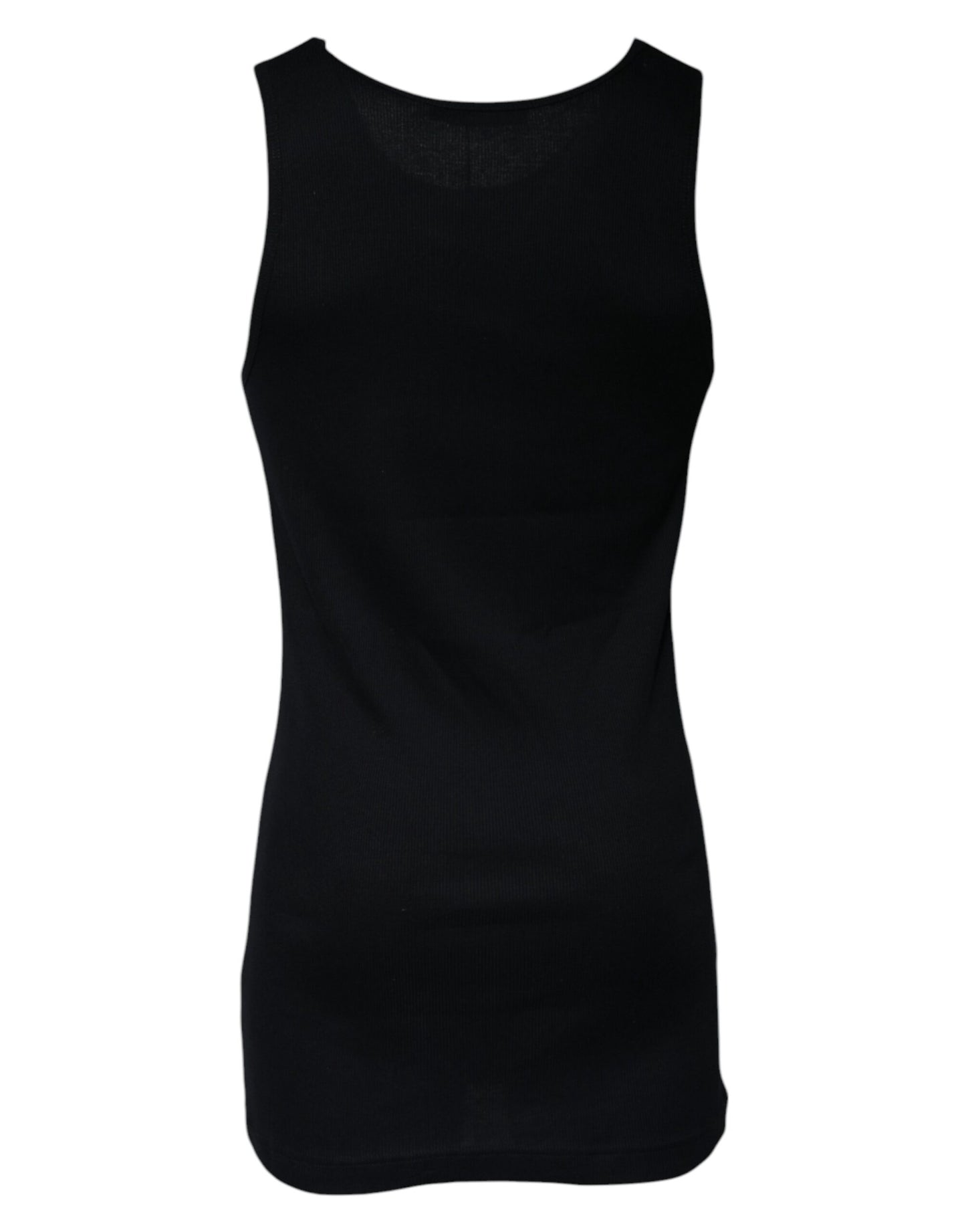 Dolce & Gabbana – Schwarzes, ärmelloses Tank-T-Shirt aus Baumwolle mit Rundhalsausschnitt