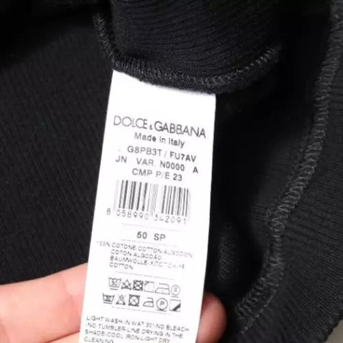 Dolce & Gabbana – Schwarzes, ärmelloses Tank-T-Shirt aus Baumwolle mit Rundhalsausschnitt