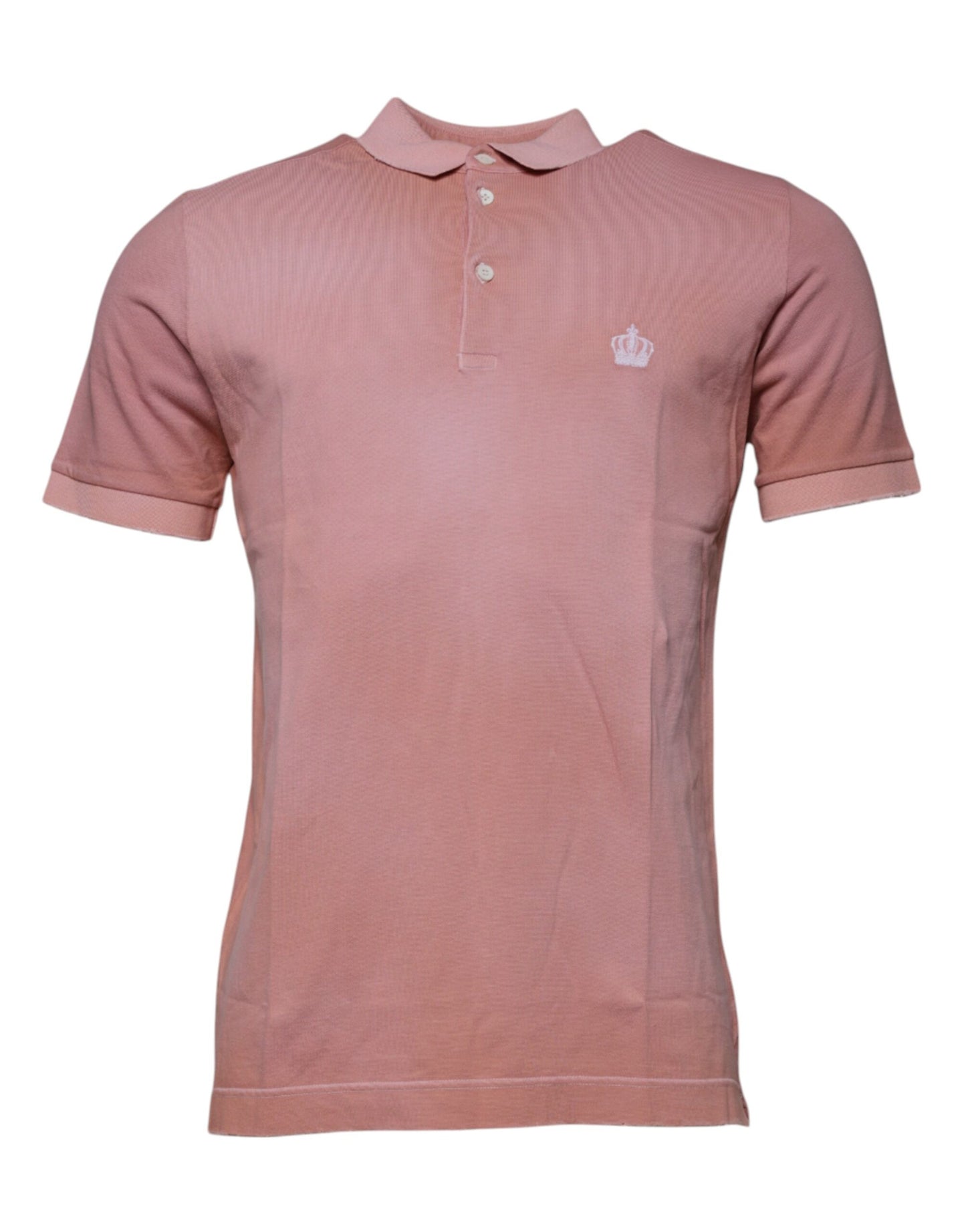 Dolce & Gabbana – Kurzärmliges Poloshirt mit rosa Kronenkragen