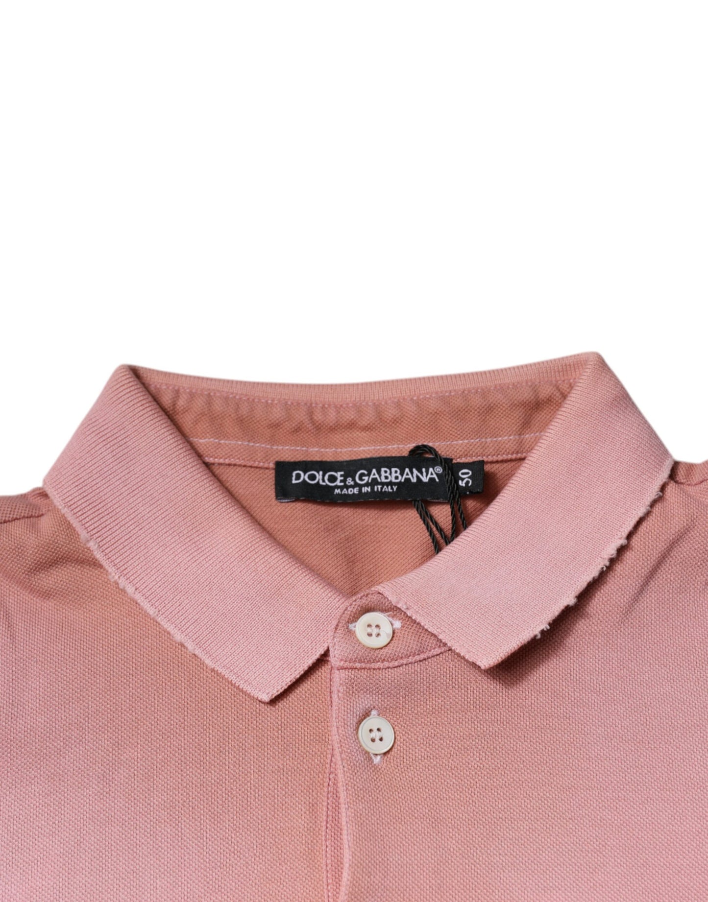 Dolce & Gabbana – Kurzärmliges Poloshirt mit rosa Kronenkragen