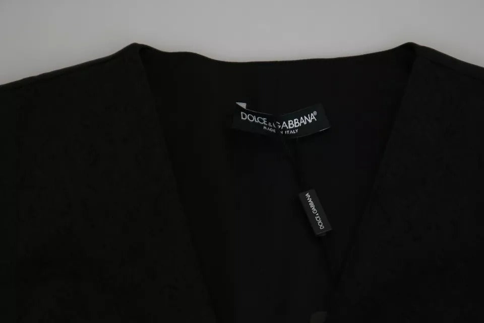 Dolce & Gabbana Schwarze Spitzenweste, schmales Seidentop