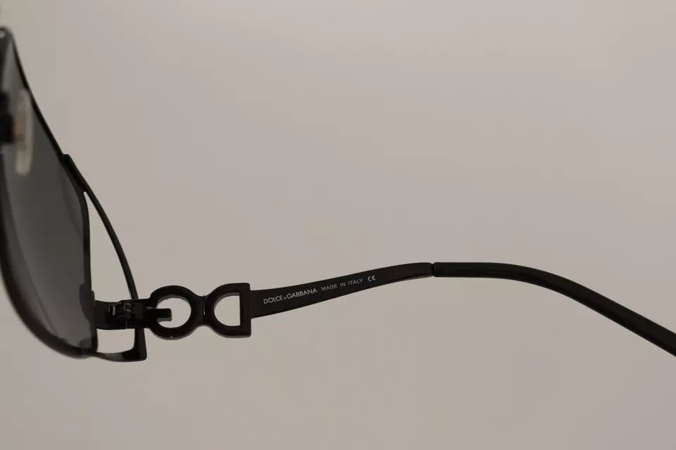Dolce & Gabbana Sonnenbrille mit schwarzem Metallrahmen und Logo und Kristallen, DG2016B