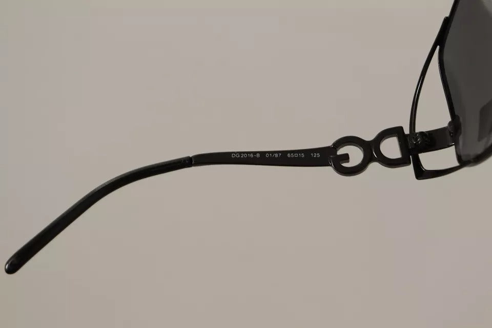 Dolce & Gabbana Sonnenbrille mit schwarzem Metallrahmen und Logo und Kristallen, DG2016B