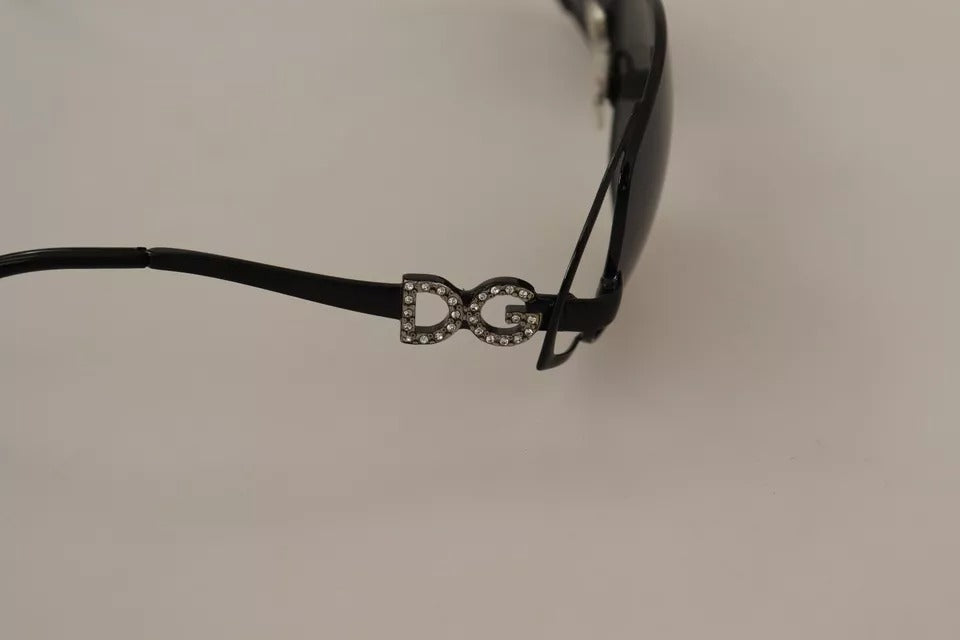 Dolce & Gabbana Sonnenbrille mit schwarzem Metallrahmen und Logo und Kristallen, DG2016B