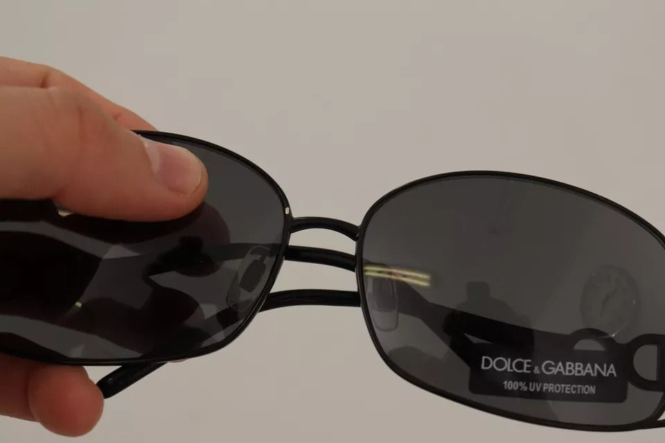 Dolce & Gabbana Sonnenbrille mit schwarzem Metallrahmen und Logo und Kristallen, DG2016B