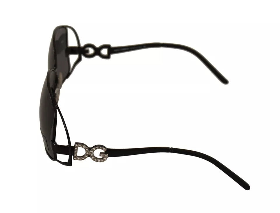 Dolce & Gabbana Sonnenbrille mit schwarzem Metallrahmen und Logo und Kristallen, DG2016B
