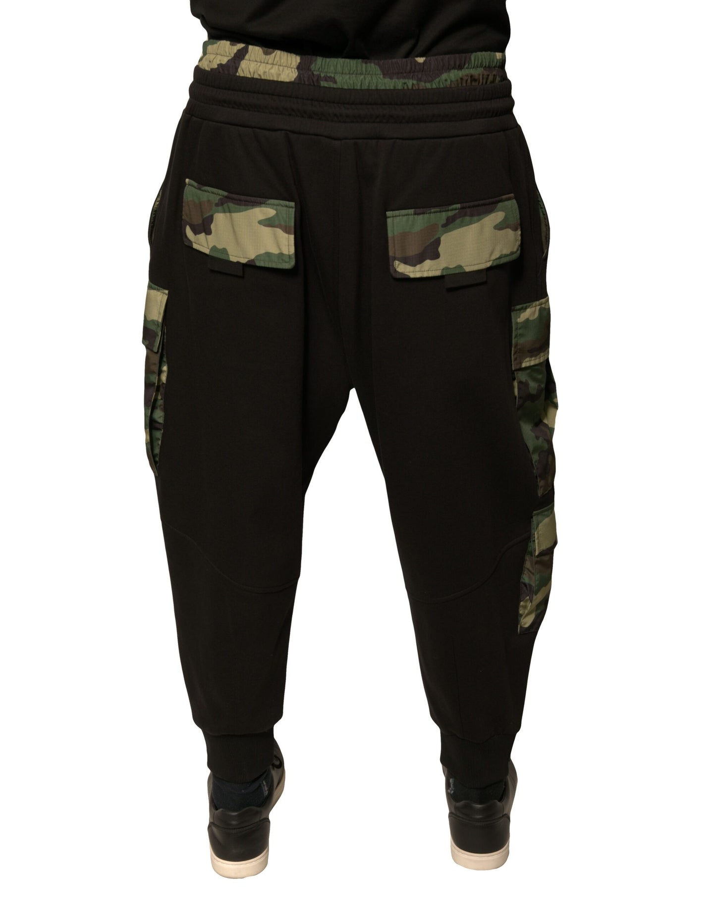 Dolce & Gabbana – Schwarze Jogginghose aus Baumwolle mit Camouflage-Muster