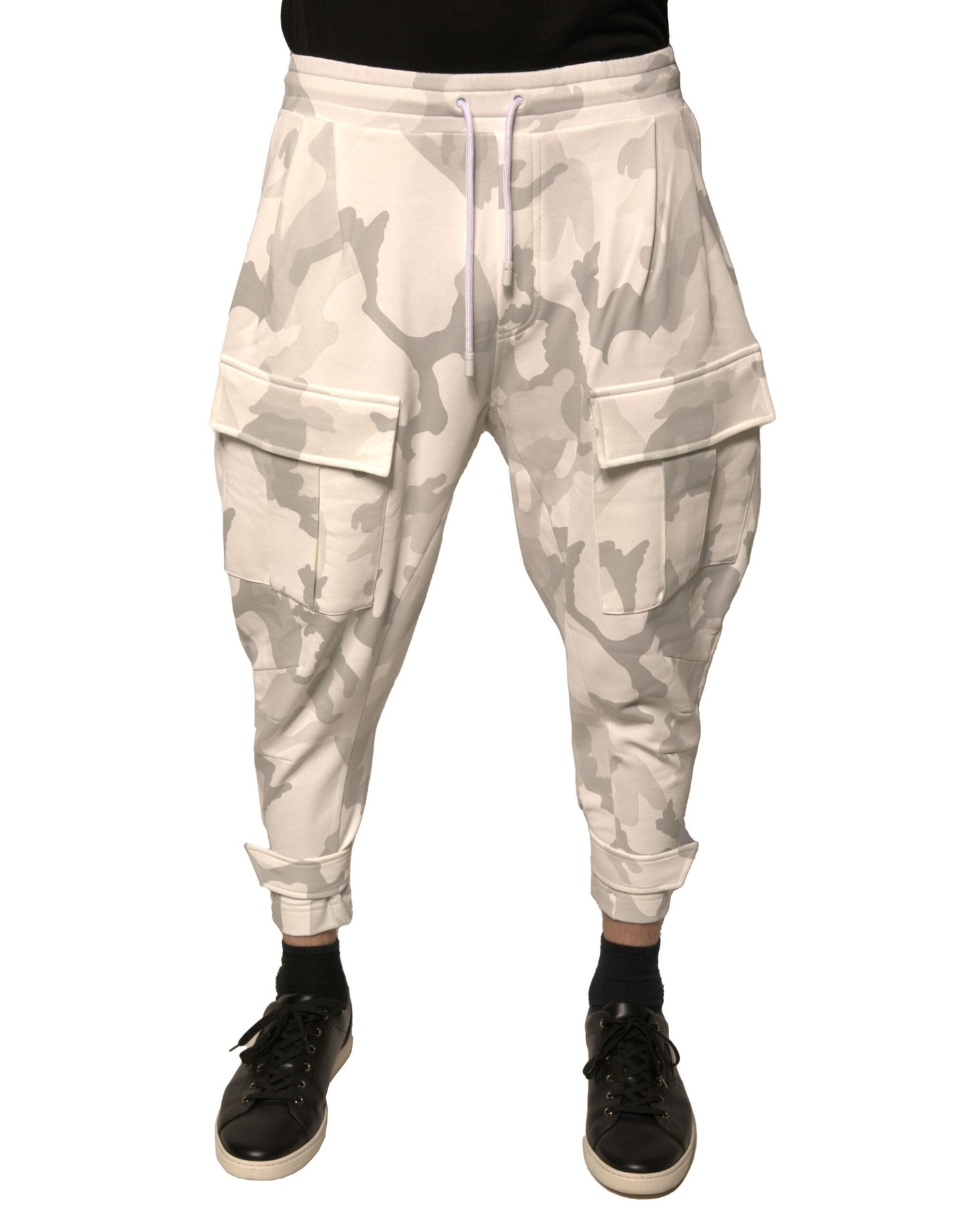 Dolce & Gabbana – Weiße Cargo-Jogginghose mit Camouflage-Muster