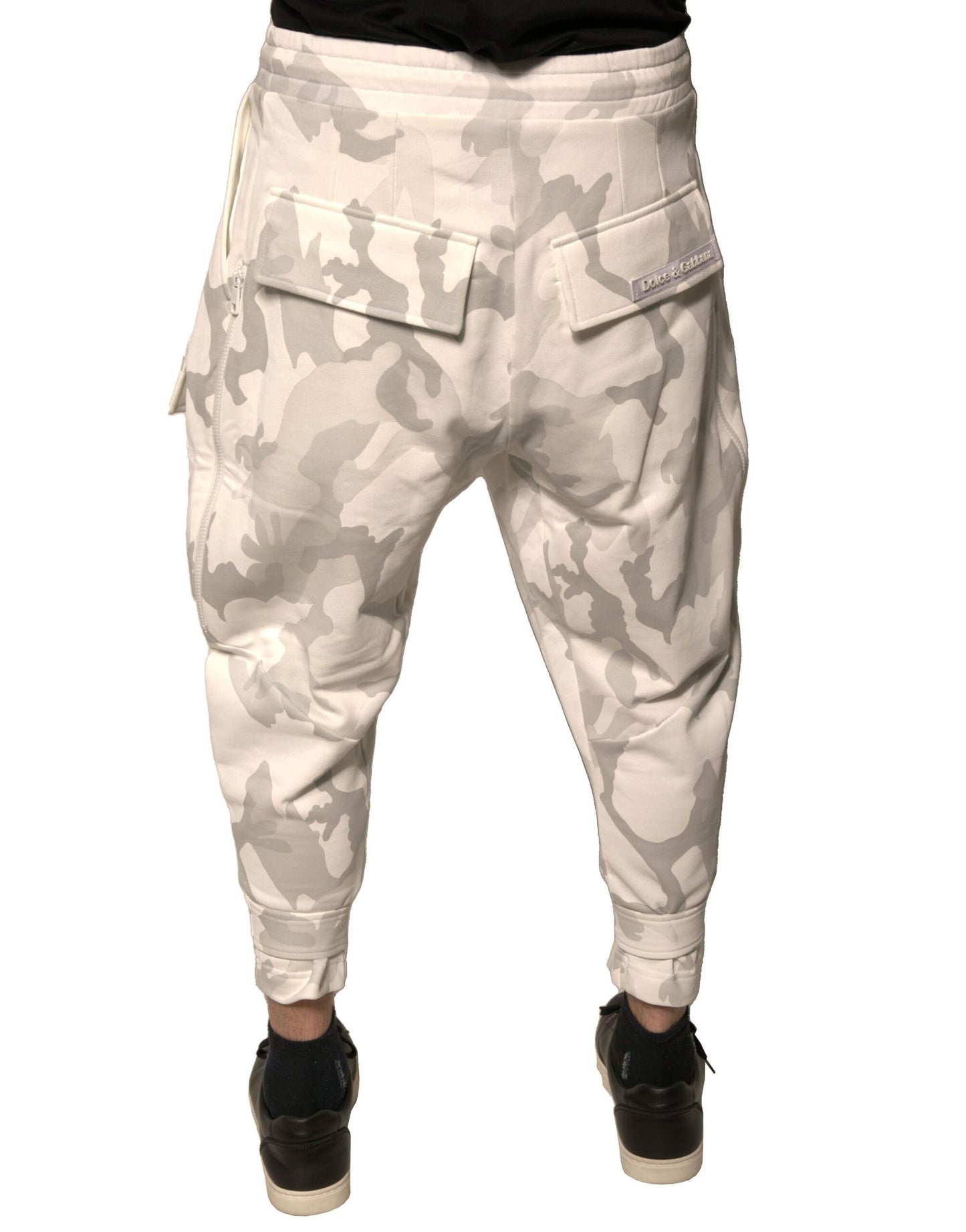 Dolce & Gabbana – Weiße Cargo-Jogginghose mit Camouflage-Muster