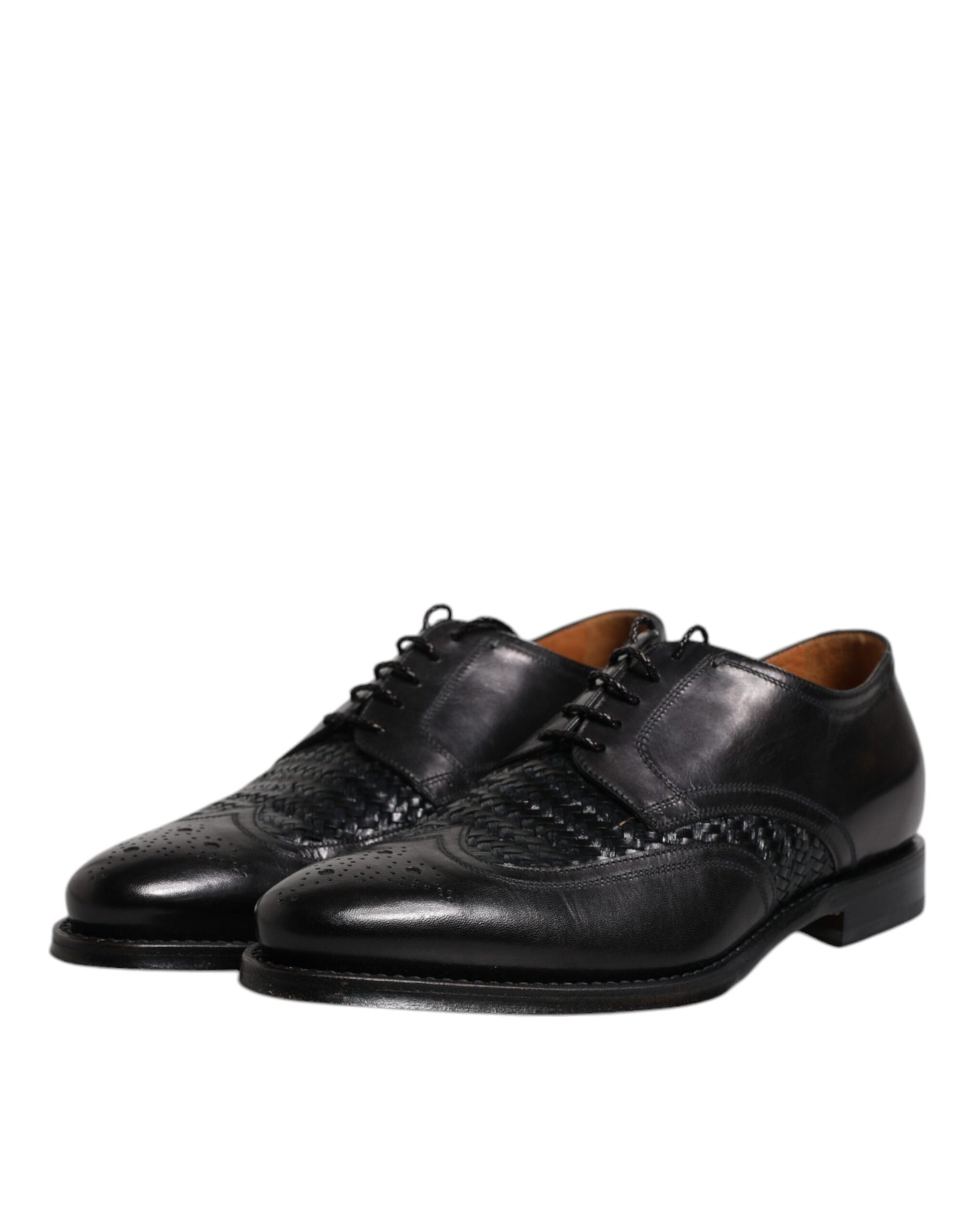 Dolce & Gabbana – Derby-Schuhe aus schwarzem Leder mit Flügelkappe und Schnürung für formelle Anlässe