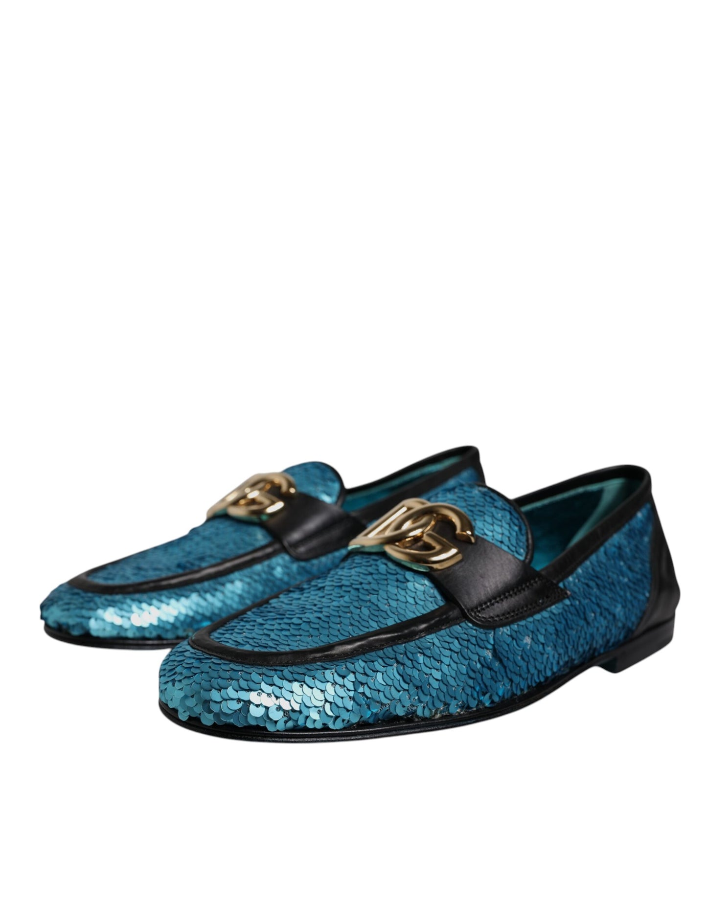 Dolce & Gabbana – Blaue Loafer mit Pailletten, formelle Abendschuhe
