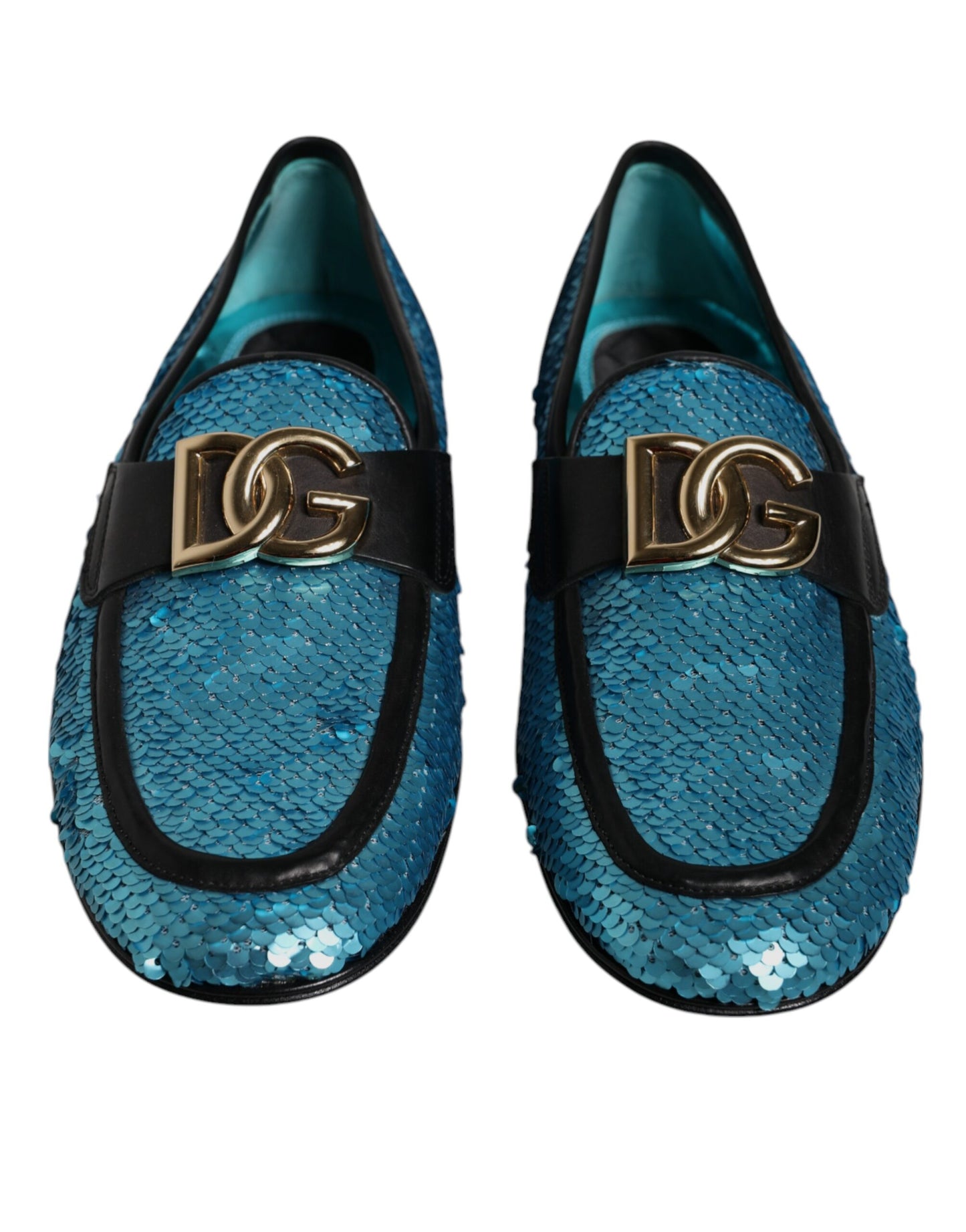 Dolce & Gabbana – Blaue Loafer mit Pailletten, formelle Abendschuhe
