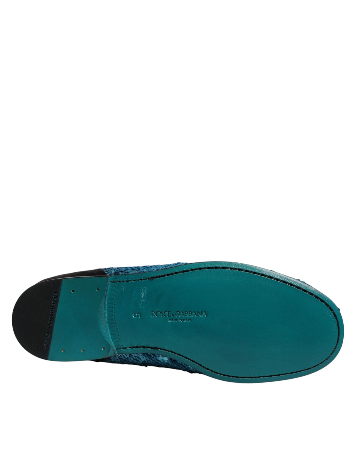 Dolce & Gabbana – Blaue Loafer mit Pailletten, formelle Abendschuhe