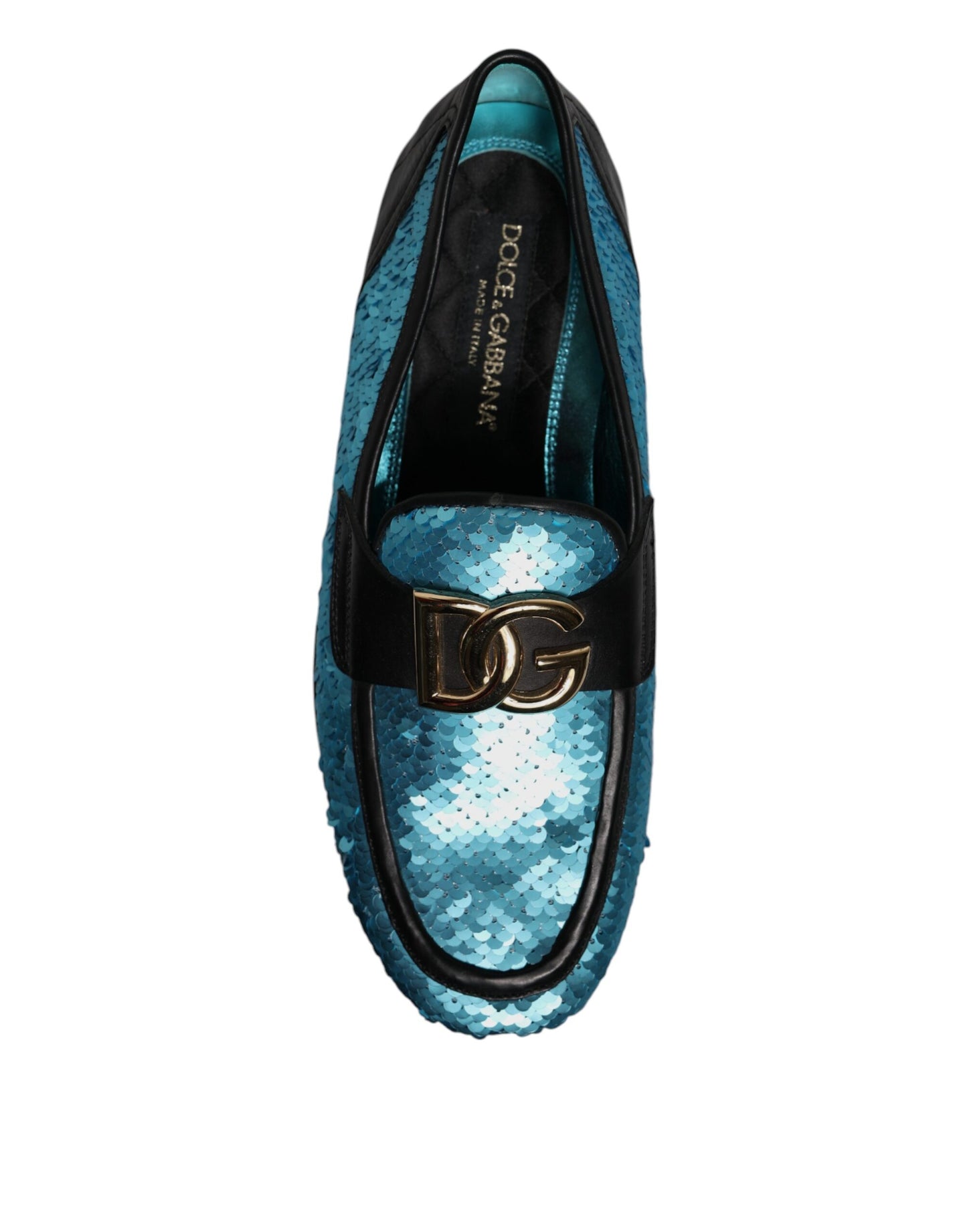 Dolce & Gabbana – Blaue Loafer mit Pailletten, formelle Abendschuhe