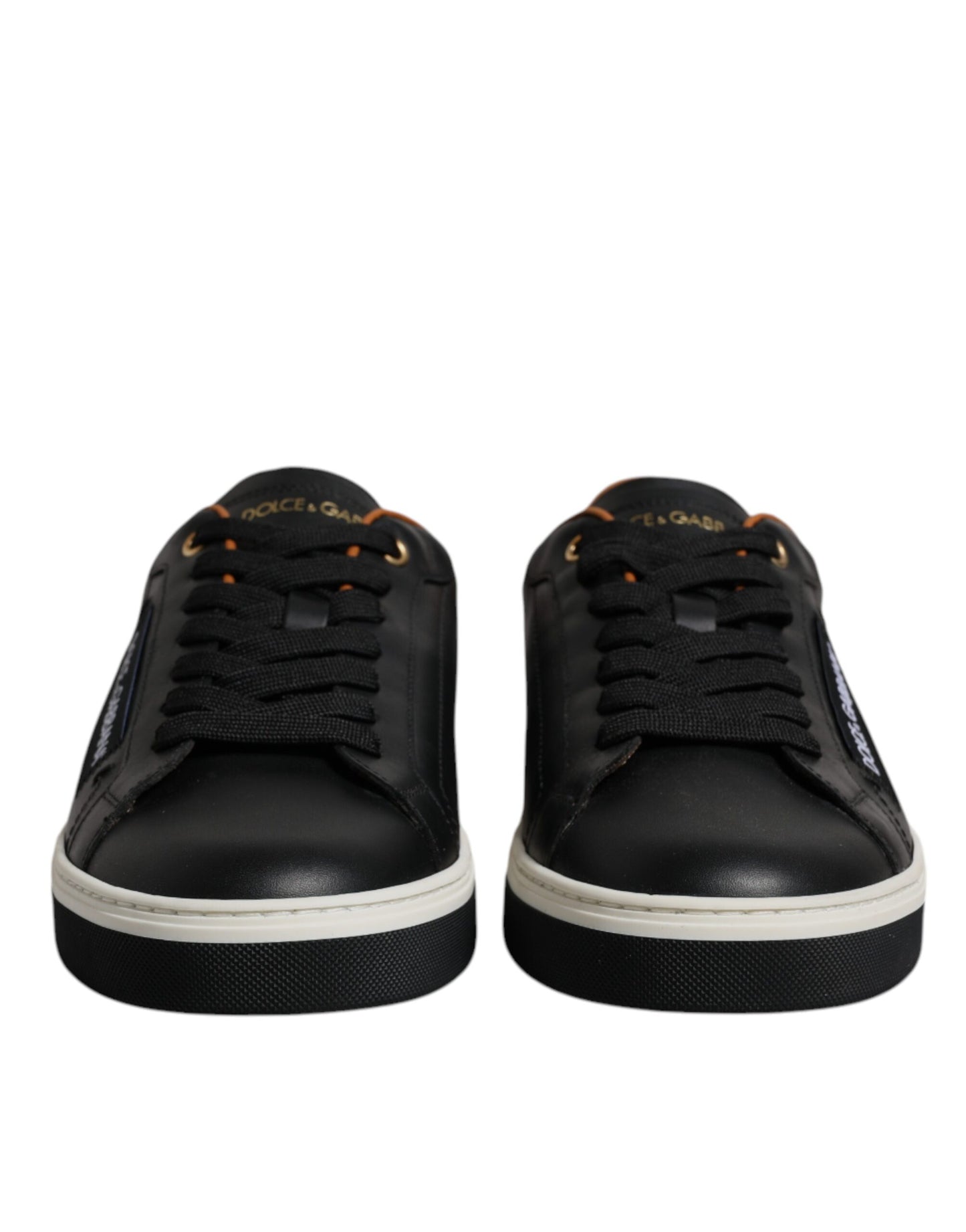 Dolce & Gabbana Schwarze Leder Low Top Herren Sneakers Schuhe