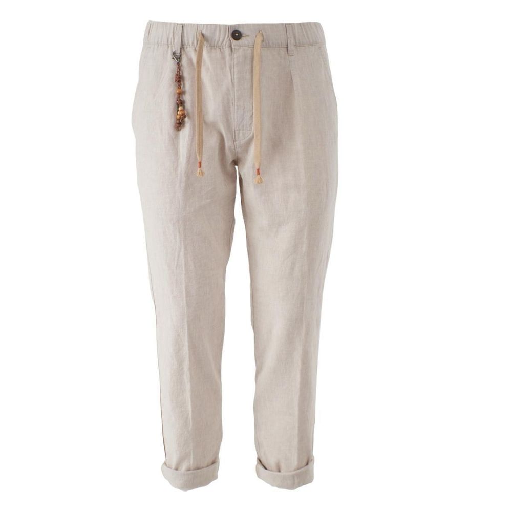 Yes Zee Beige Leinen Herrenhose