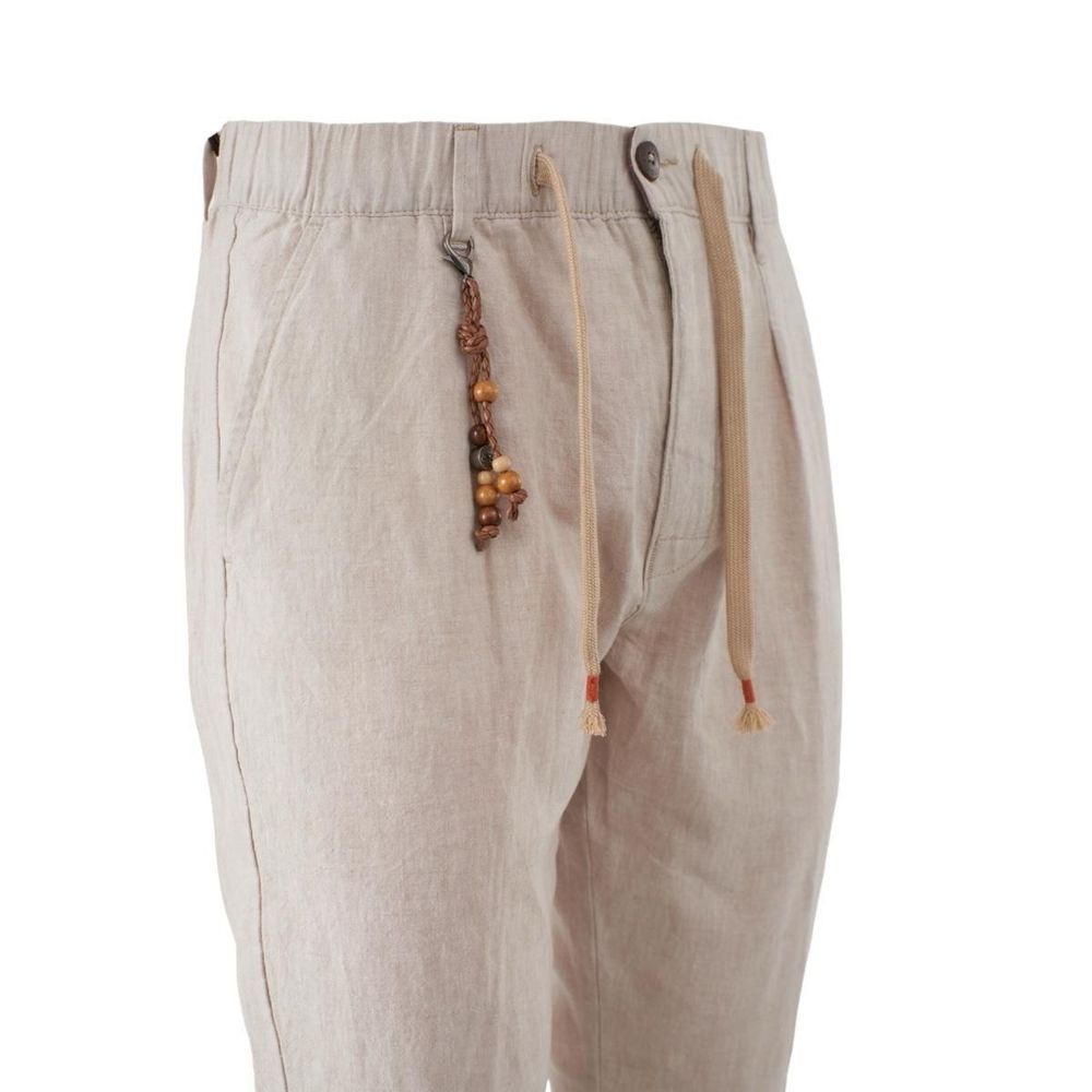 Yes Zee Beige Leinen Herrenhose