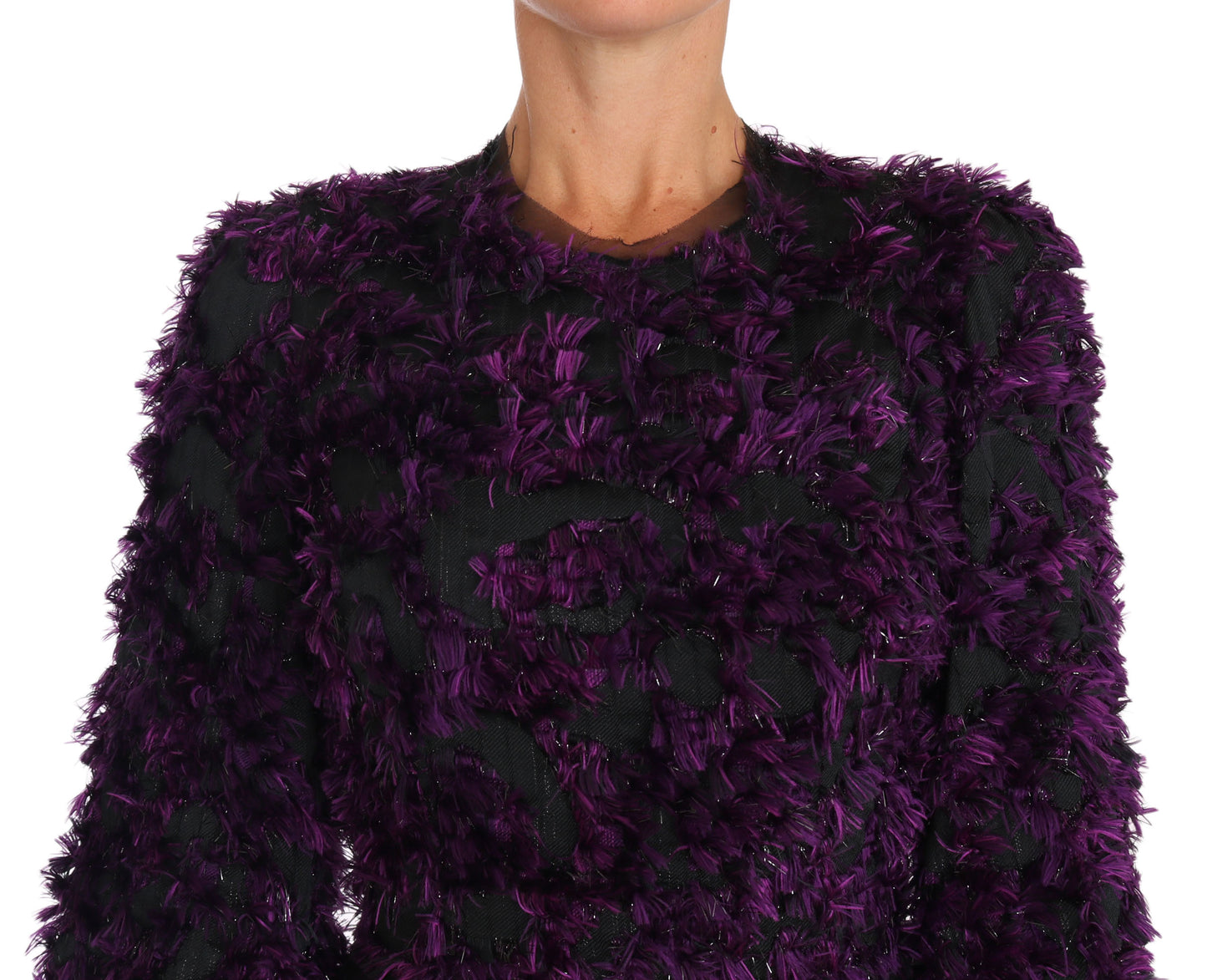 Dolce & Gabbana – Elegantes Etuikleid mit Fransen in Lila und Schwarz